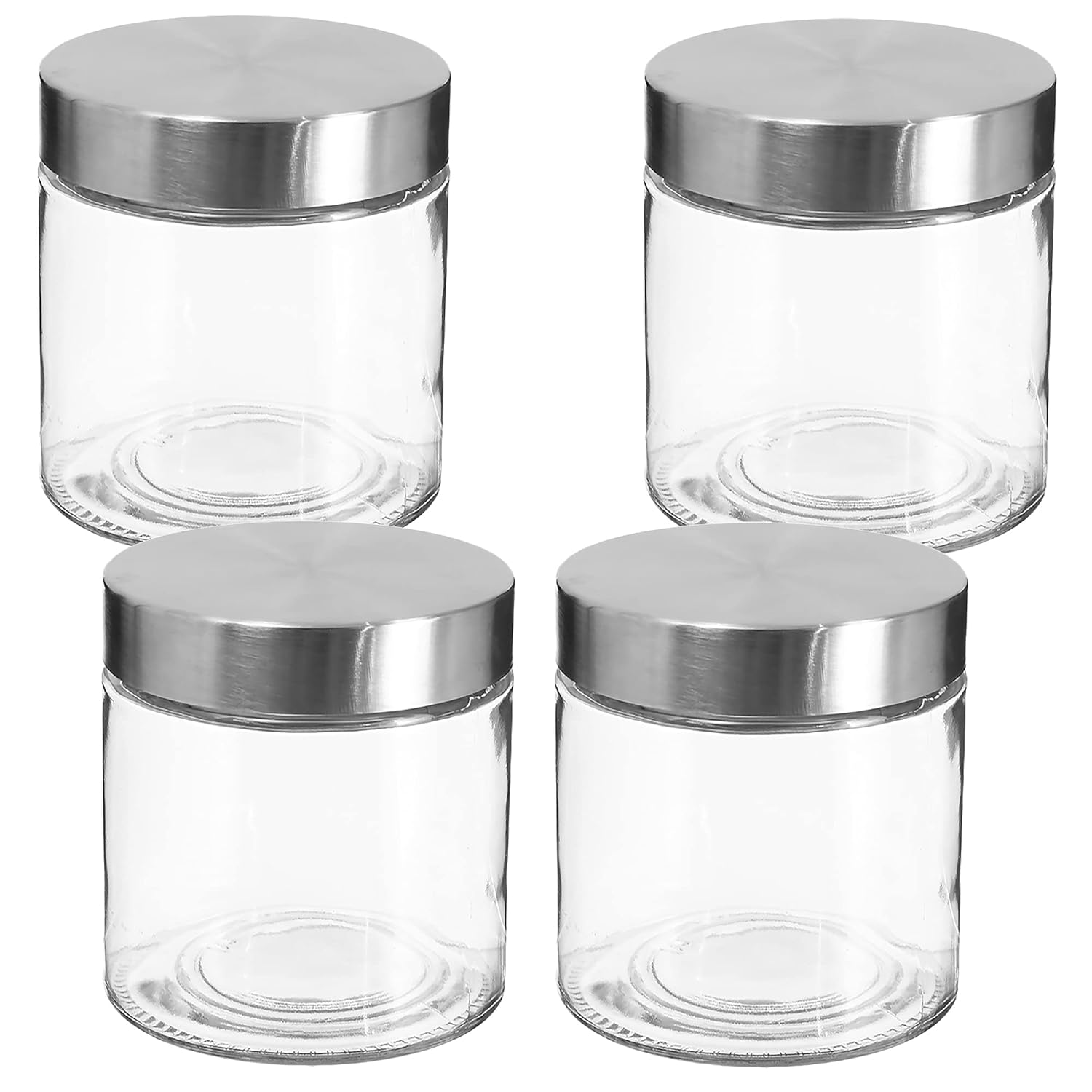 Set of 4 glass and wooden jars 1.3 L