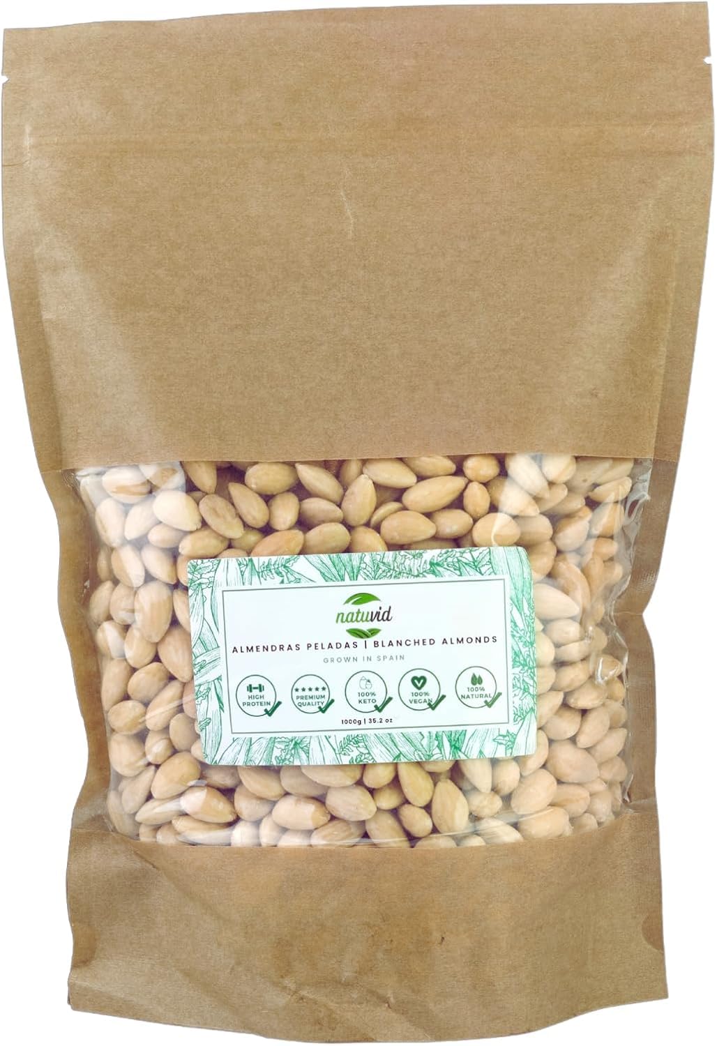 Almendra cruda sin piel Española NATUVID 1Kg Vegana