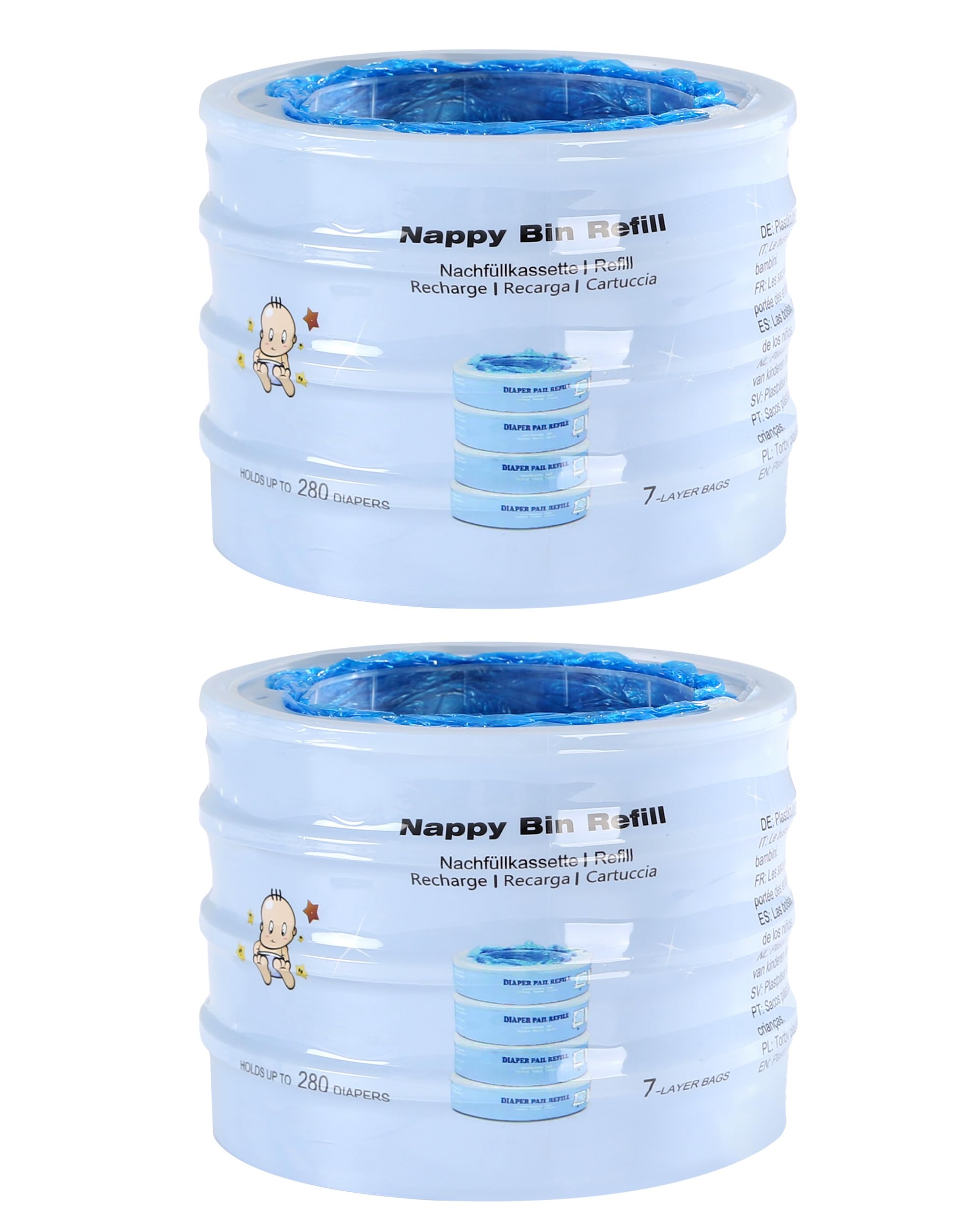 8 scatole di ricarica per pannolini, per pannolini, compatibile con Angelcare, non compatibile con Dress up & Dress up XL & Classic XL e Tommee Tippee