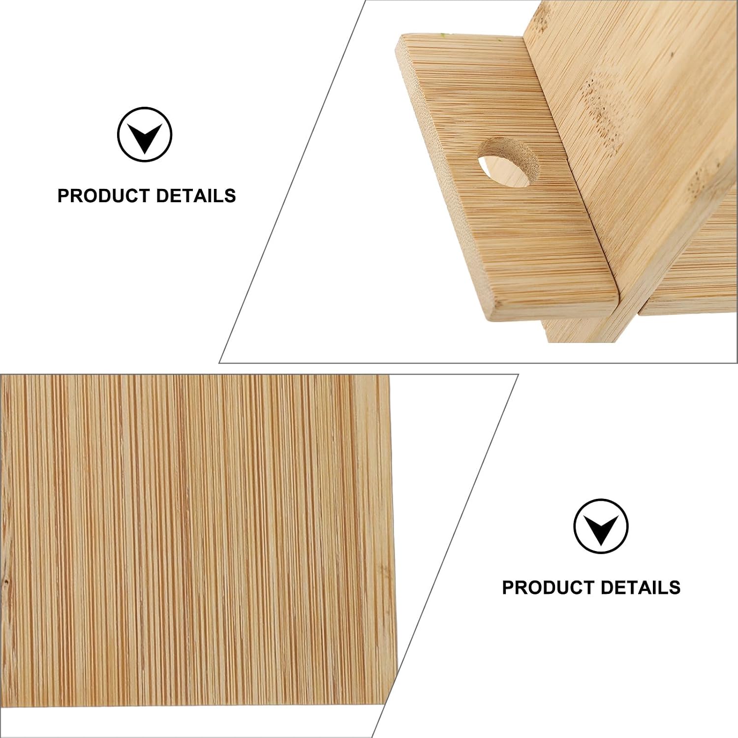 Bamboo Desktop Phone Stand 2Pcs Polished Vertical Horizontal Khaki image 3