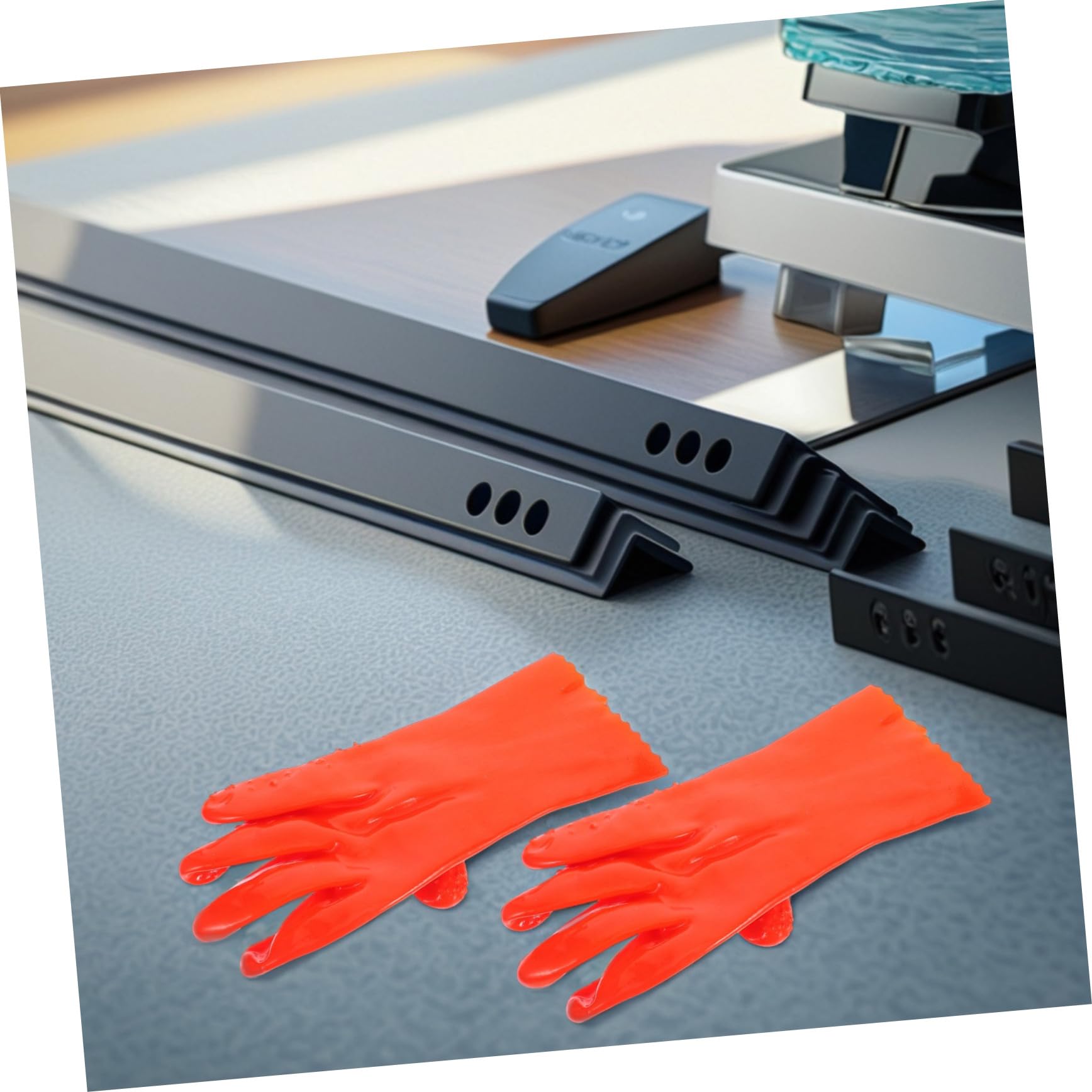 NUOBESTY Guanti Impermeabili in Pvc Arancia, 6 Paia, Antiscivolo | Resistenza a Olio, Adatti per Pulizia e Lavoro Industriale, Finitura Robusta