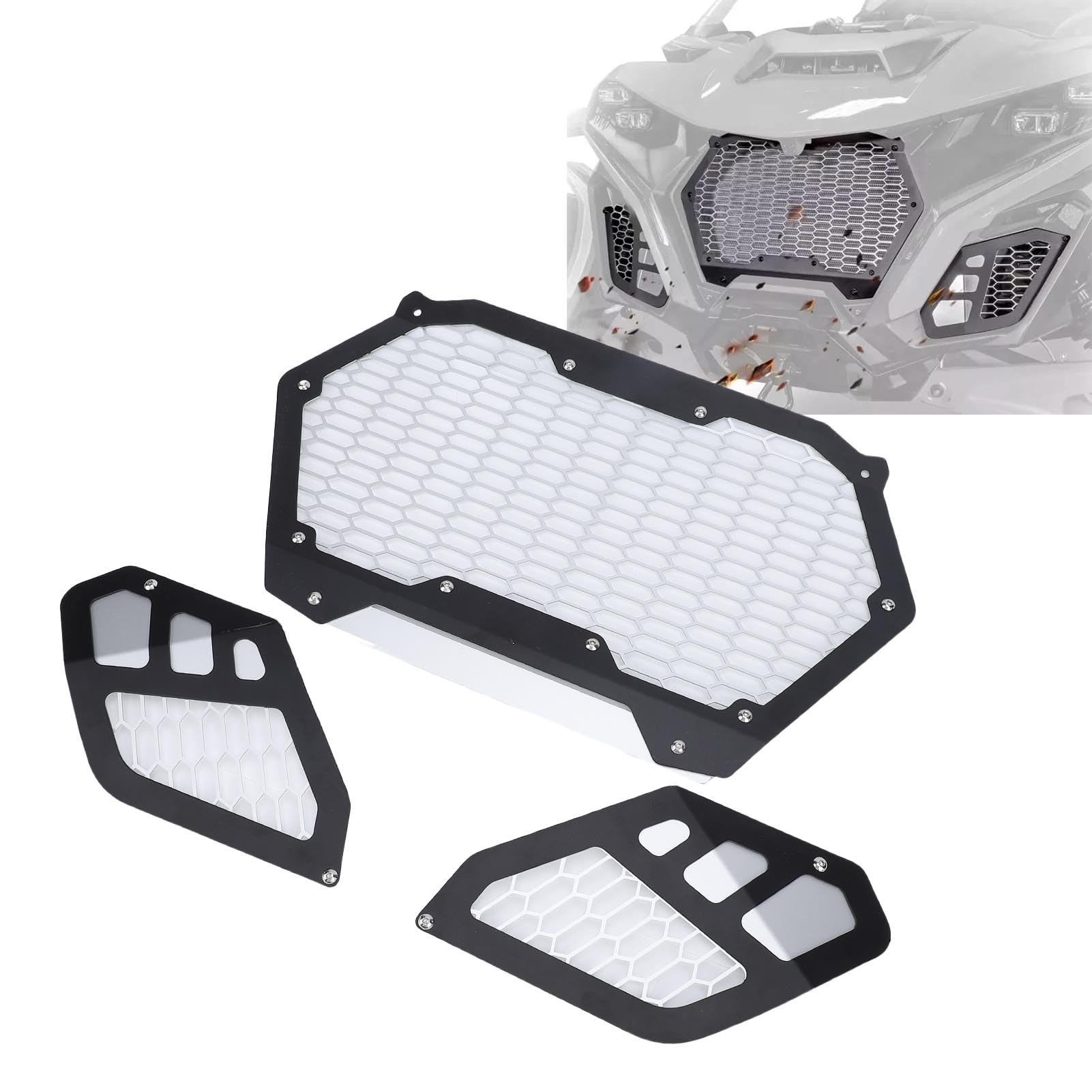 Osłona Siatkowa Przedniego Zderzaka Motocykla, Kratka Przedniego Zderzaka ze Stopu Aluminium, Siatka Grilla Wkładka Zamiennik dla Maverick R 2024-później