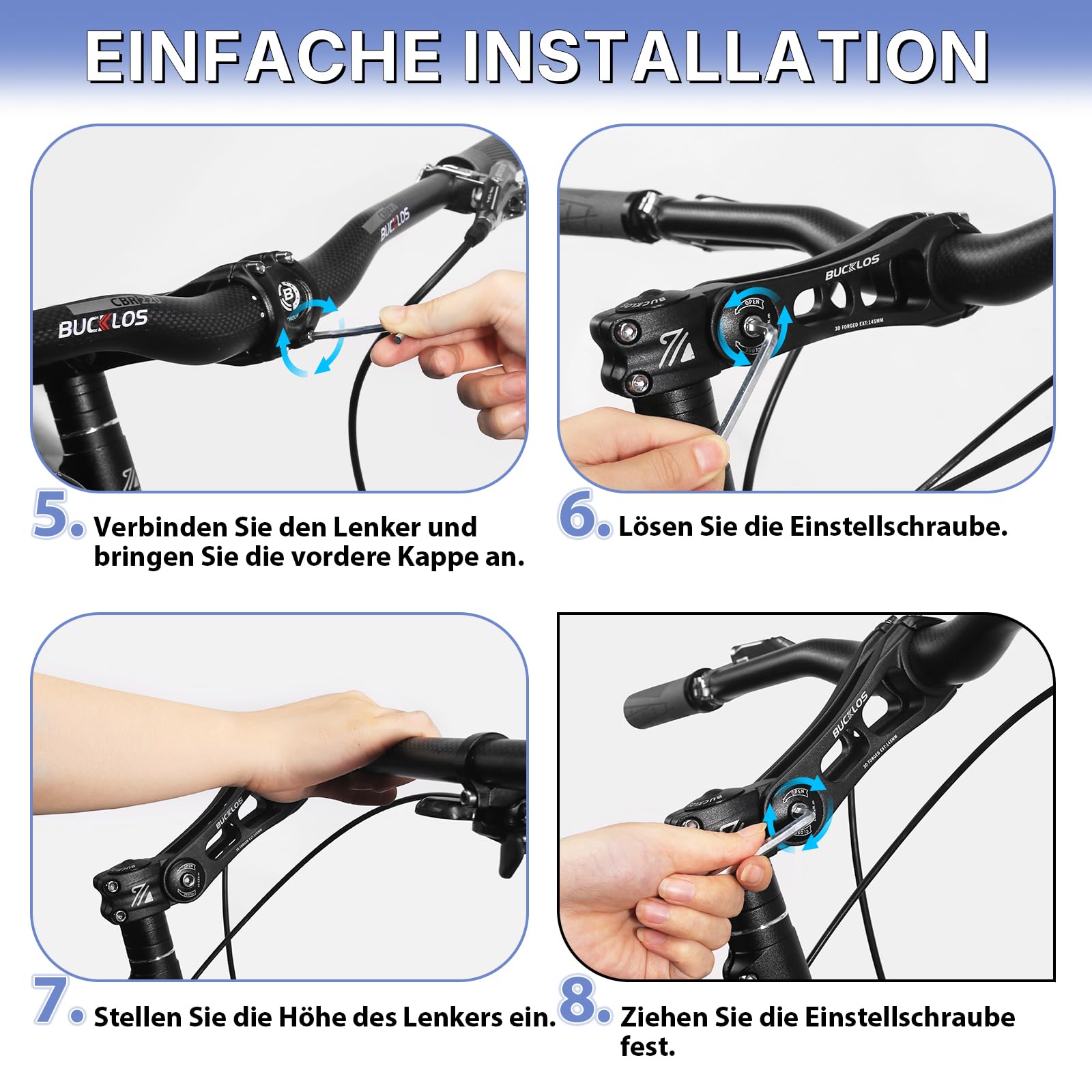 Fahrradlenker Vorbau, Lenkererhöhung Fahrrad 31.8mm/25.4,90mm/110mm/130mm/145mm,Fahrradvorbau-Riser zur Winkelverstellung,Fahrrad Lenker Erhöhen für MTB