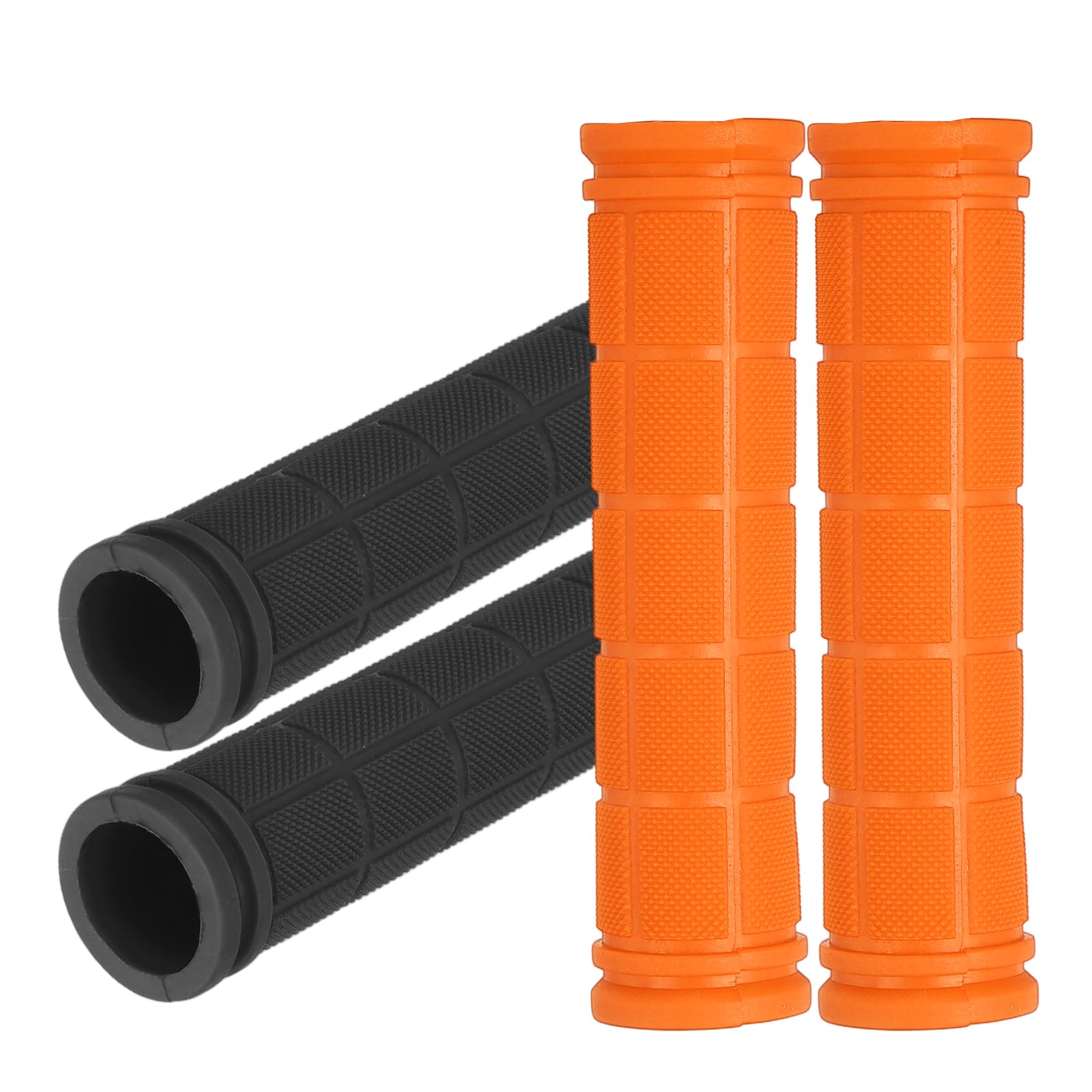 YELARXI Soft Rubber Handlebar Grips, Bicycle Handlebar Grips Bike Handle Bar Wrap Non-Slip 4.5 Inch & 2 Pair & Black/Orange - Fitting for (Mountain Bikes/Road Bicycles/Scooter)