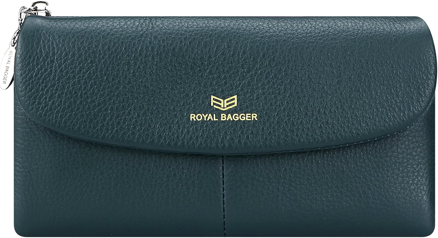 Royal Bagger Women’s RFID Blocking Long Wallet – Genuine Cow Leather Trifold Purse with Multi-Card Slots & Magnetic Closure 5063 (Green)