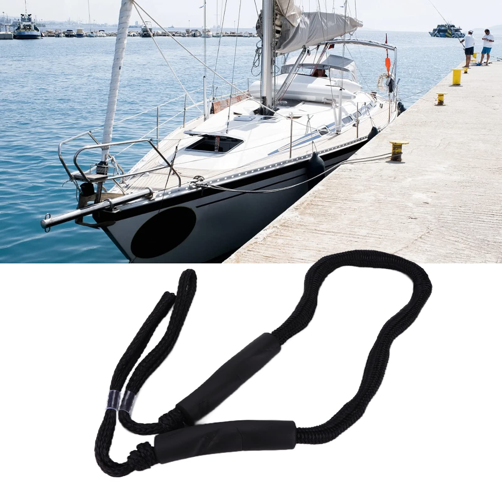 Cocoarm Bungee Dock Line Corde d'Amarrage élastique en Nylon de 1,5 M avec Boucles et Curseurs Réduit Les Secousses pour Bateau, Ponton, PWC, Jet Ski, Kayak, Amarrage