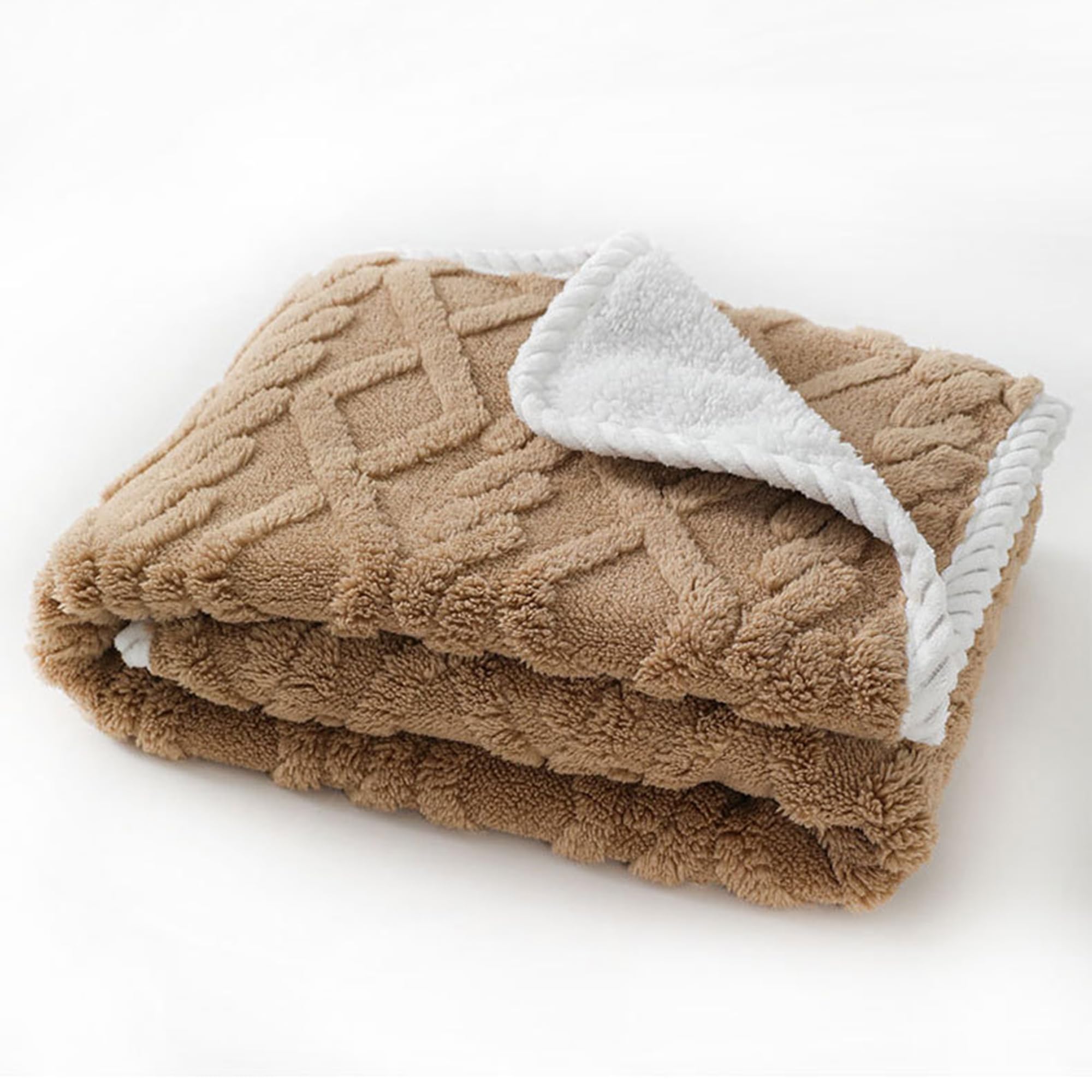 Coperta in pile calmante per animali domestici, confezione da 3, calda e morbida coperta per cani, lavabile, versatile, per cani e gatti di taglia piccola e media (cachi, 3 pezzi, 100 x 75