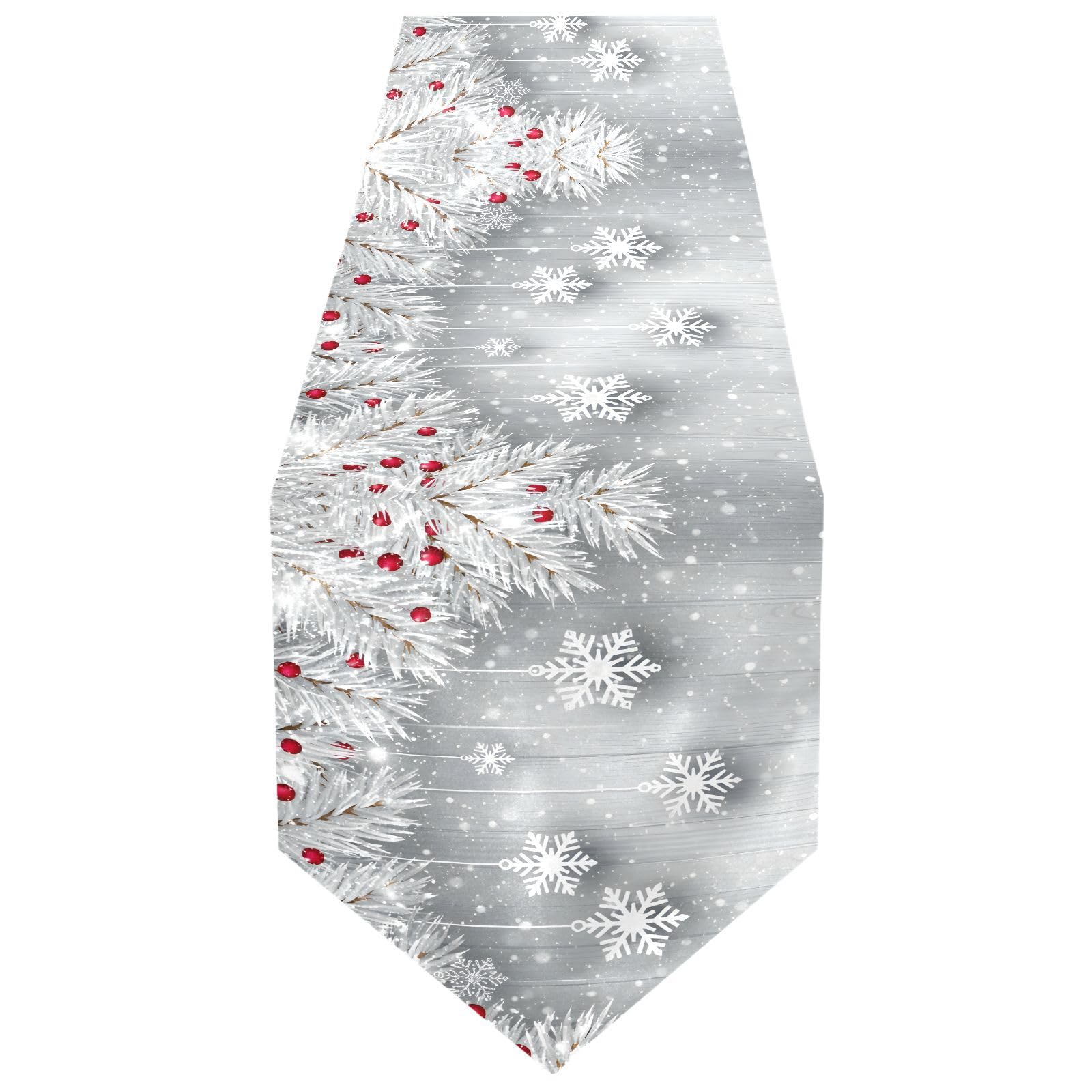 Chemin de table de Noël double face avec flocons de neige pour repas de fête
