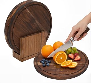 tonchean Book Cutting Board Set with Wooden Stand | Look Like Books, Labeled, for Home Cooks & Kitchen Decor