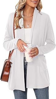 Women's Long Sleeve Open Front Cardigan Casual Loose Lightweight Cardiga...