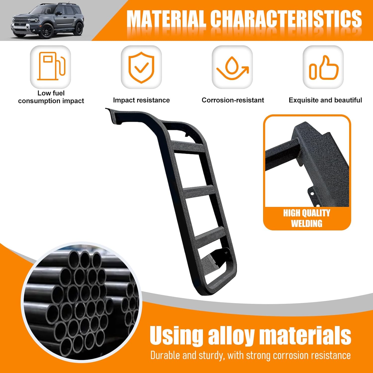 Side Window Ladder Compatible with 2021-2025 Ford Bronco Sport Passenger Side Window Roof Climbing Step Luggage Rack Ladder for 2024 Bronco Sport Exterior Accessories(Black)