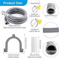 Vista 2 de Sunenlyst Manguera de drenaje para lavadora, kits de extensión universales de mangueras de drenaje para lavavajillas, manguera de drenaje flexible
