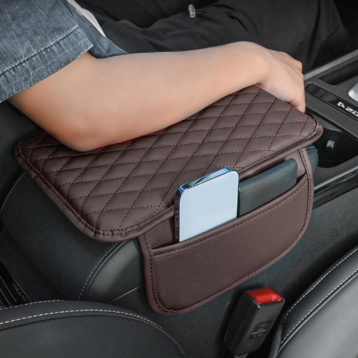 Car Center Console Cover, W/Storage Bags, Brown image 4
