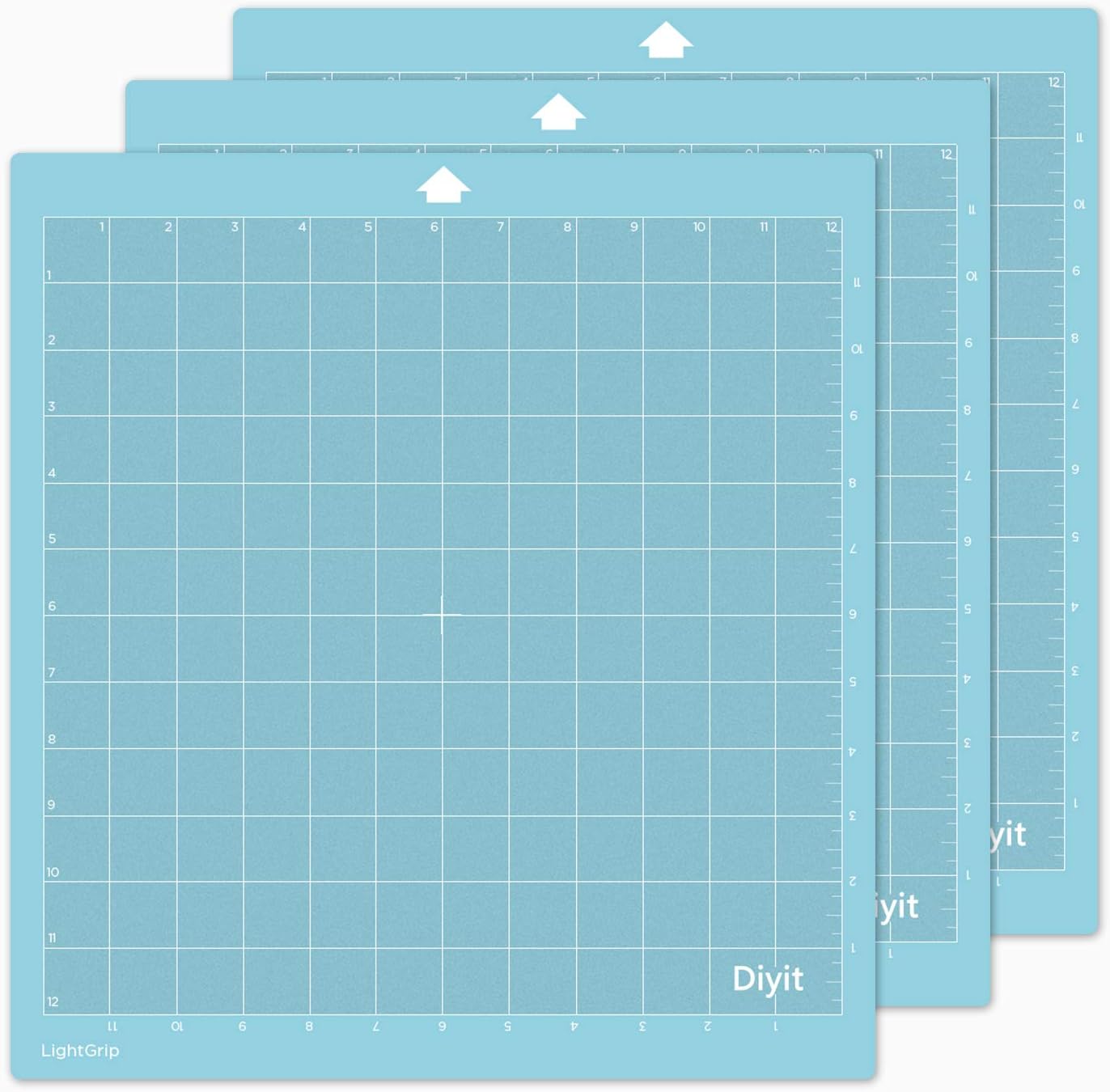 Diyit Lightgrip Cutting Mat for Silhouette Cameo 4/3/2/1 (3 PCS, 12x12)-Blue Gridded Cutting Mat for Diy Projects