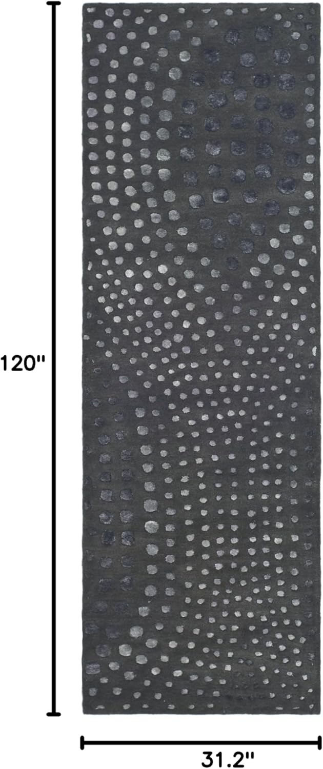 SAFAVIEH Soho Collection Runner Rug - 2'6" x 10', Dark Grey, Handmade Abstract Wool & Viscose, Ideal for High Traffic Areas in Living Room, Bedroom (SOH654A)