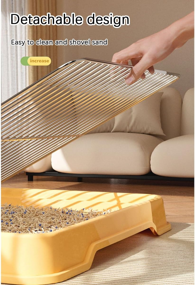 Anti-Shit Dog Toilet, Mesh Training Tray, Dog Pee Pad Holder, Split Design, Keep Paws Dry, Easy to Clean, with Litter Scoop(Yellow,15mm)