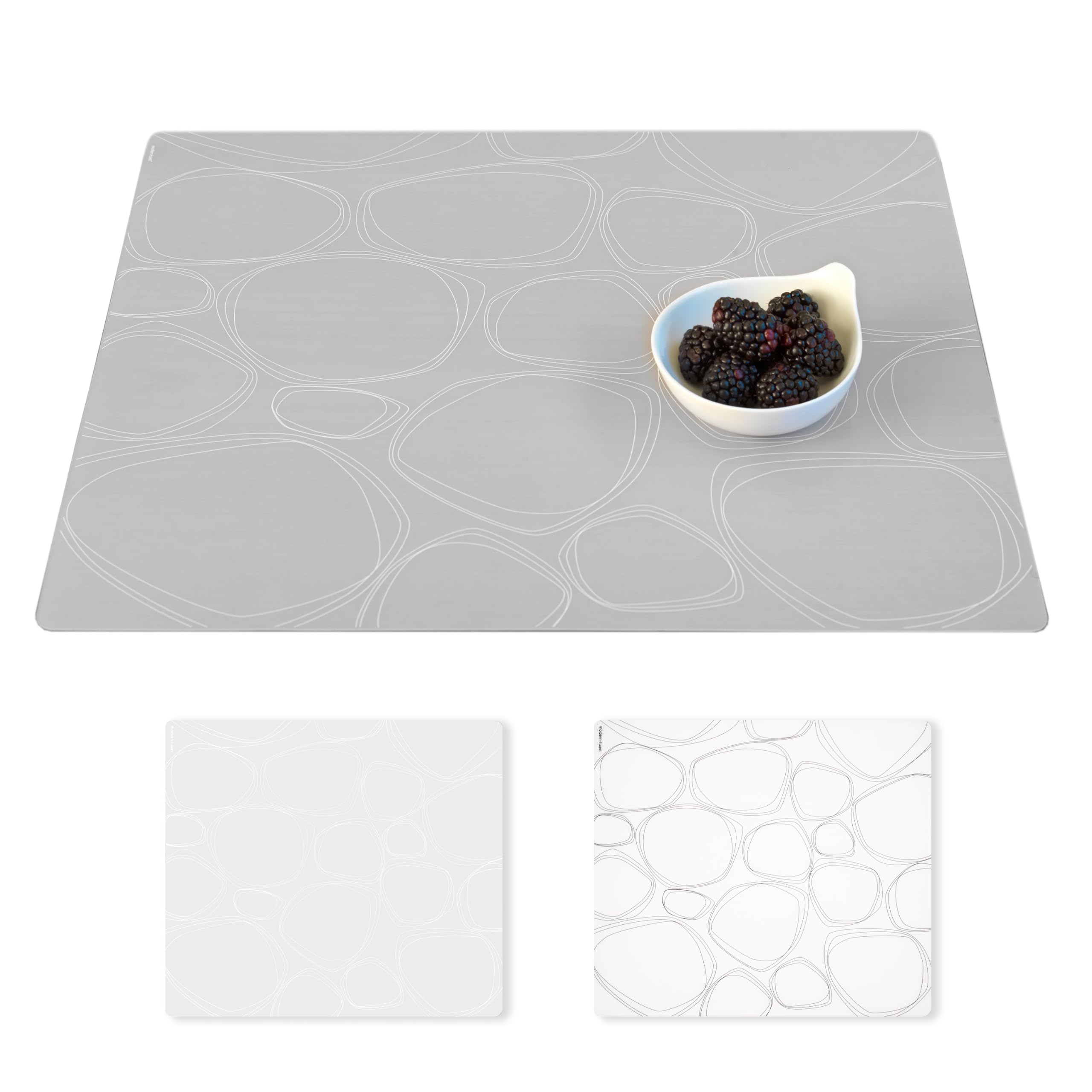 Set de table en silicone modern-twist motif galets blanc transparent imperméable