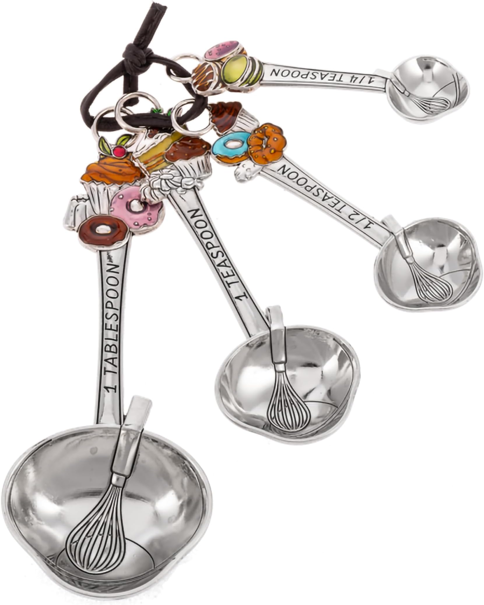 ER73664 Sweet Treats Donuts Cupcakes Pasteries 5.25 Inches Zinc Alloy Metal Food Grade Measuring Spoons, Decorative Kitchen Baking Cooking Tools