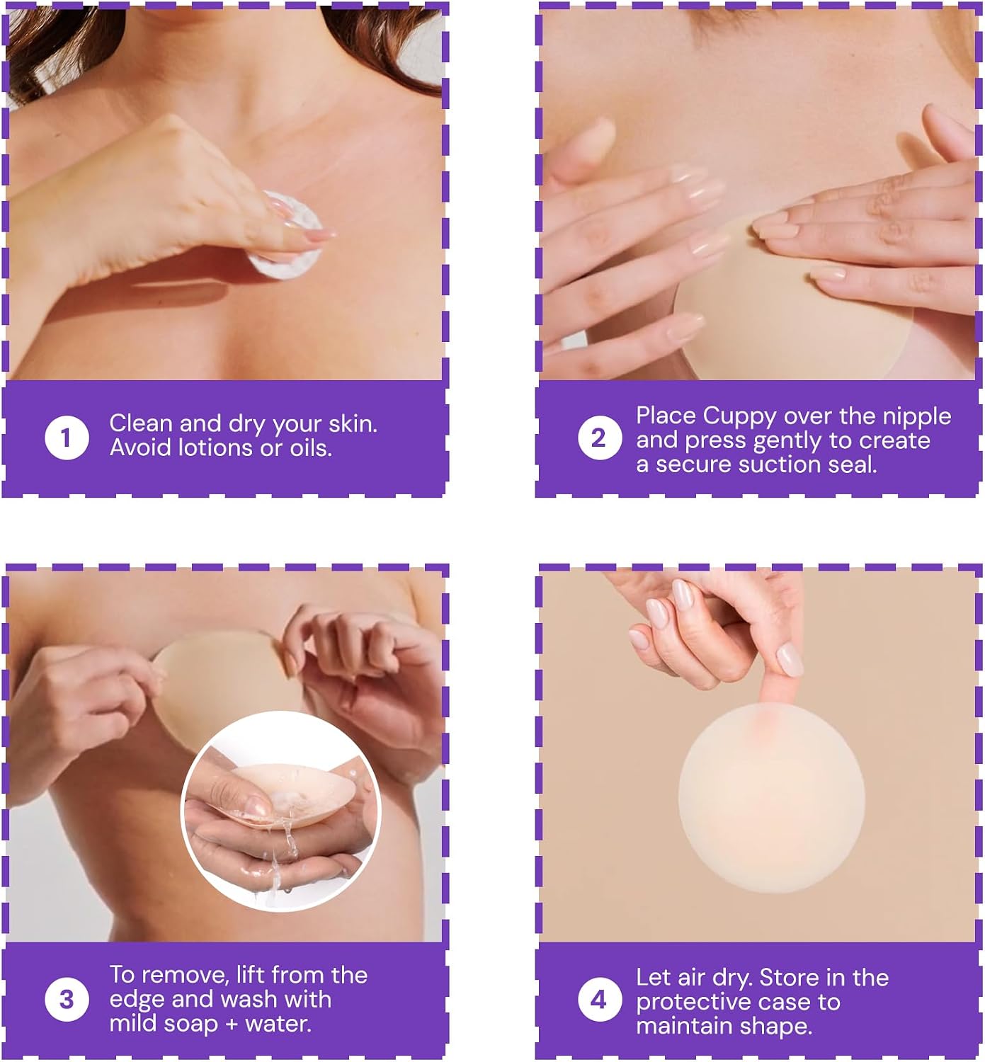 Tucky Cuppy Adhesive-Free Nipple Covers for Women A–D Cups, Invisible Reusable Silicone Pasties, No-Show Breast Covers