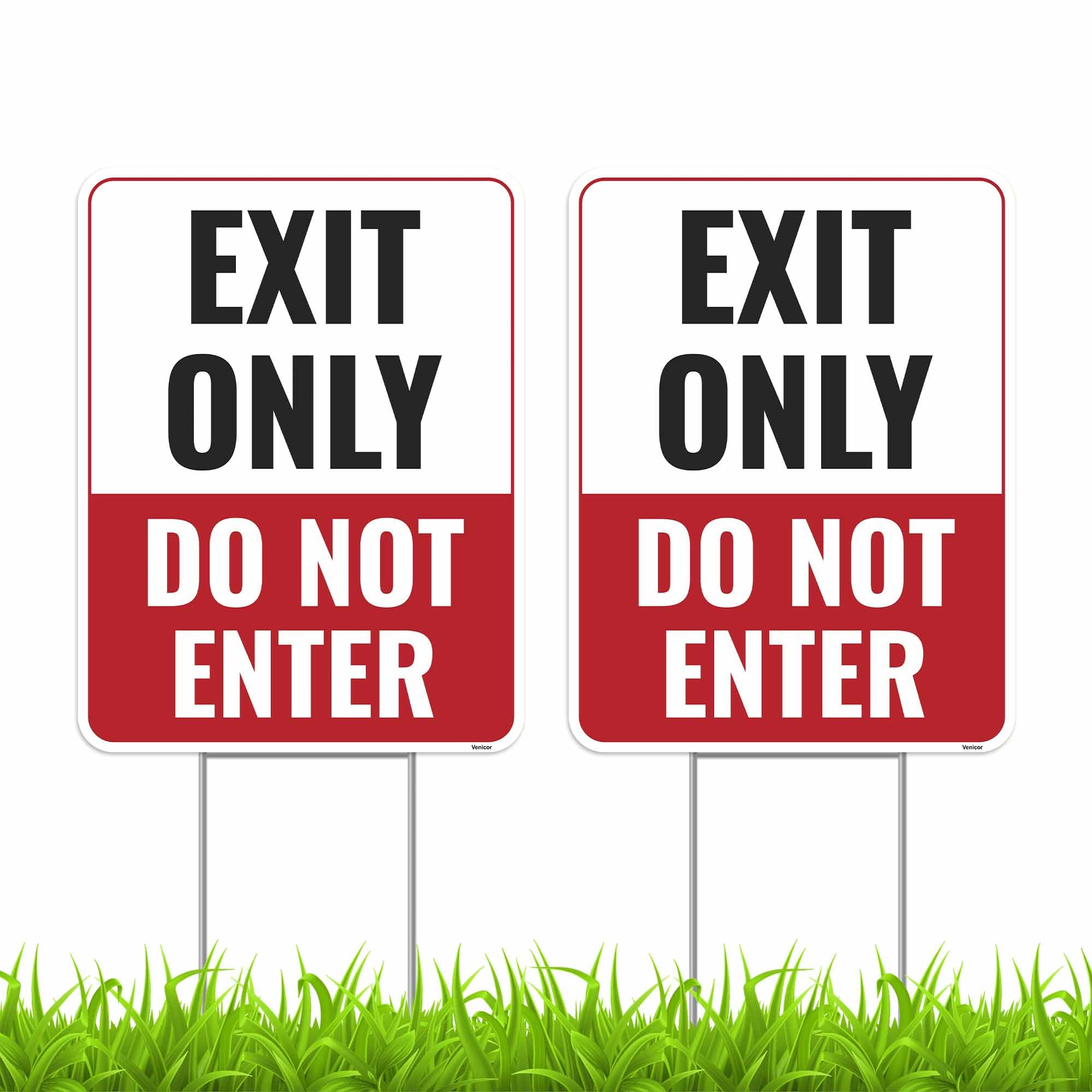 2 Pack Exit Only Do Not Enter Signs, 12 Inches by 8 Inches Metal Tin Sign/No frame Not An Entrance No Outlet Dead End No Thru Traffic No Turn Around Sign Metal Tin Signs/Without a frame