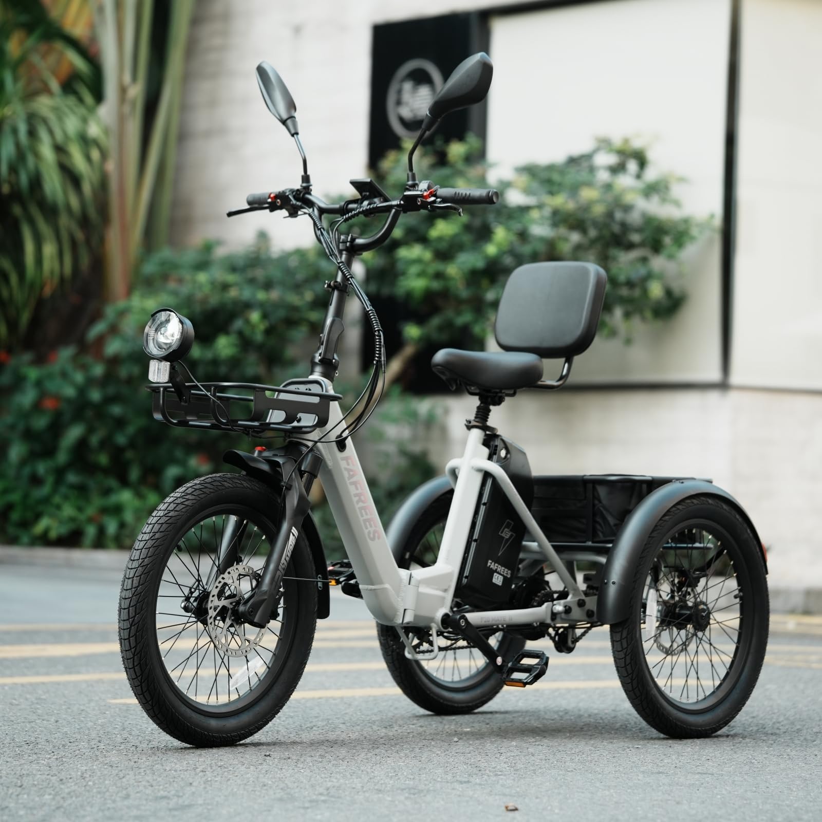 Fafrees Triciclo Elettrico F20 MATE II, Bici da 250 W con 3 Ruote da 20"*2,5", Batteria da 21 Ah 1008 Wh, Cestino + Portapacchi, Triciclo Elettrico da Carico per Adulti e Anziani