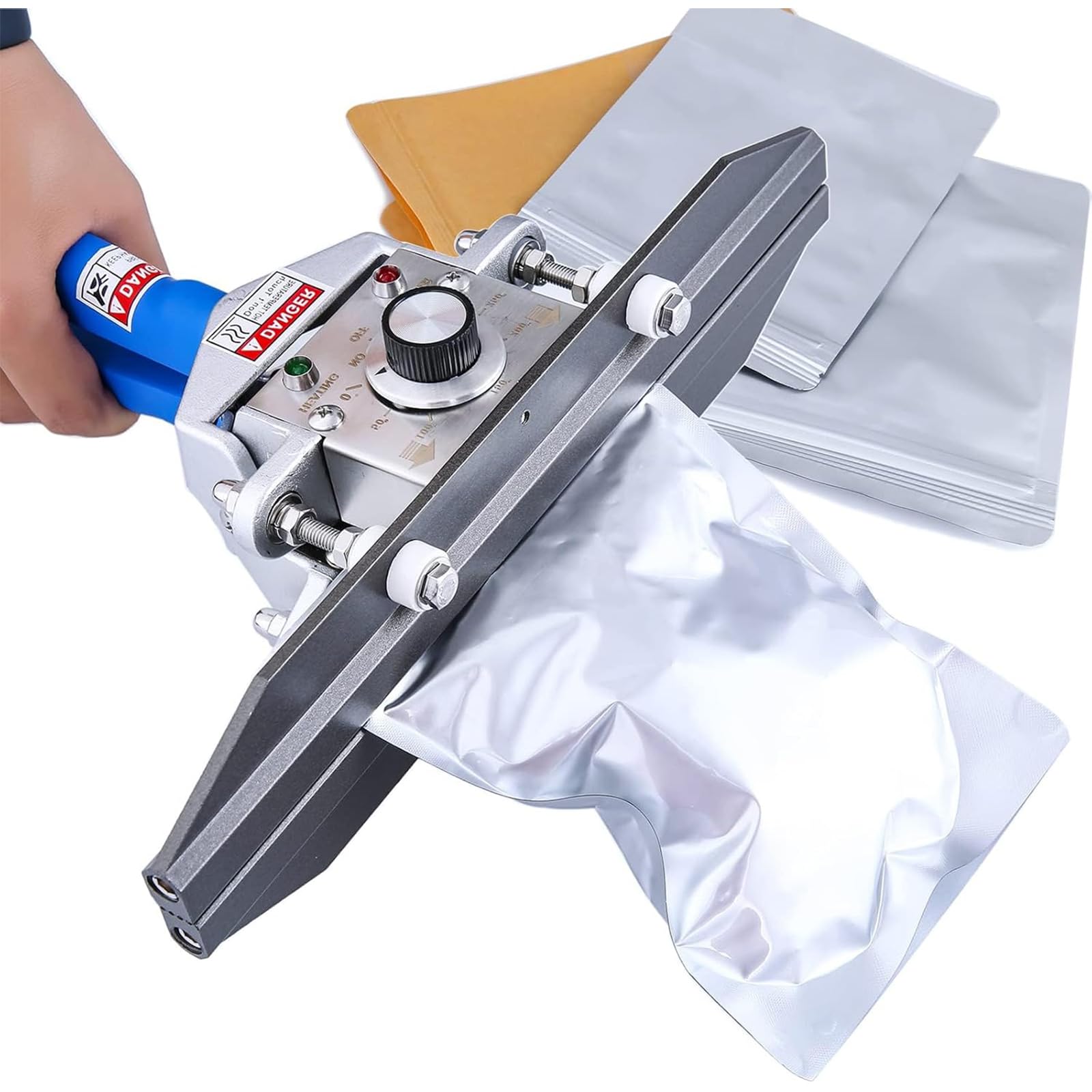 Scellant thermique portable pour sac aluminium et machine à sertir manuelle kraft 0-250 °C