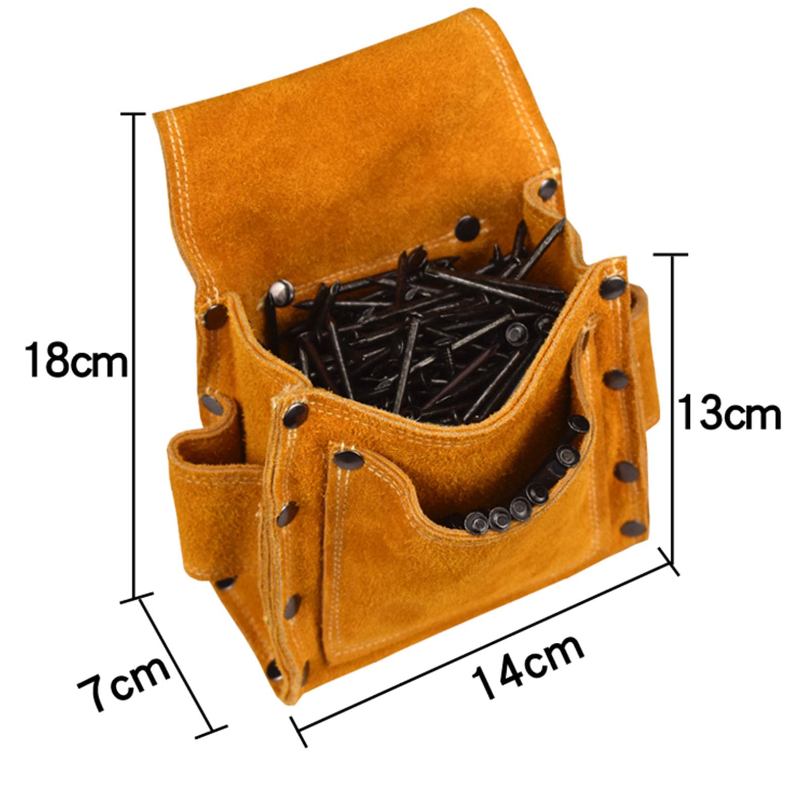Bolsa de Herramientas de Bolsillo en la Cintura para Carpintero, cinturón de Cuero Duradero para Clavos con diseño Ajustable, Almacenamiento de Gran Capacidad para Herramientas de