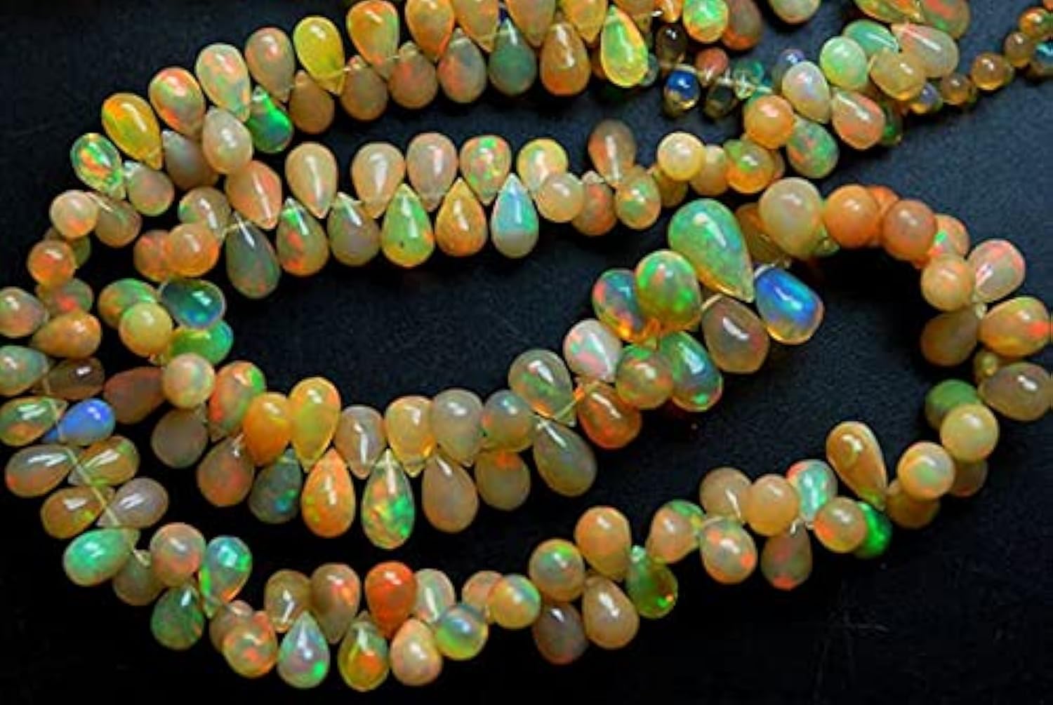 Gouttes opale de feu naturelle éthiopienne pour collier fait main
