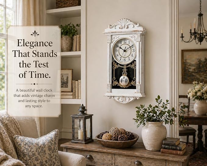 Reloj de Pared Clockswise Estilo Grandfather con Péndulo, Plástico, Blanco miniatura 4