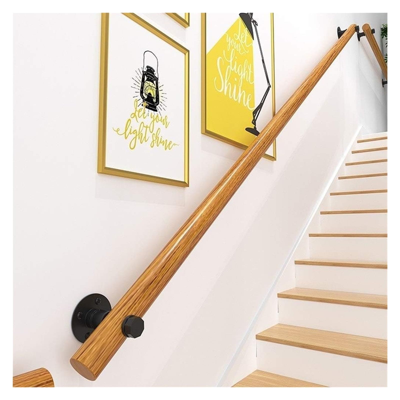 Stair Railing Staircase Handrail Rail Banister Wood for Indoors Corridor Lofts Steps Wall Mounted Railing for Outdoor Stairs Lead(100cm)