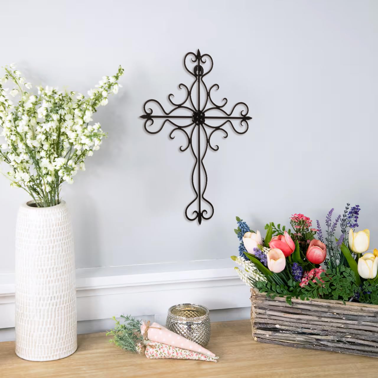 Croce Decorativa In Metallo Nero - 17,5x9 Cm, Per Parete, Casa O Esterni, Stile Rustico - Foto 10