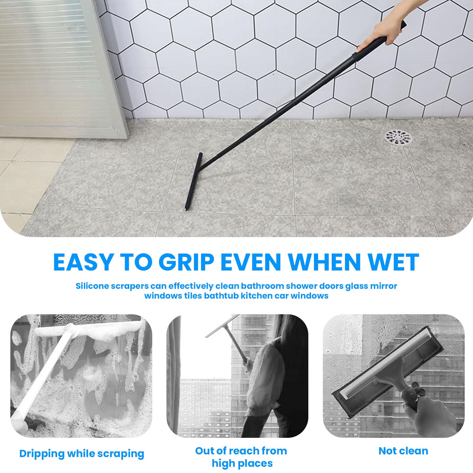 LORESJOY Duschabzieher Set Mit Halterung - Teleskopstange 30-120cm