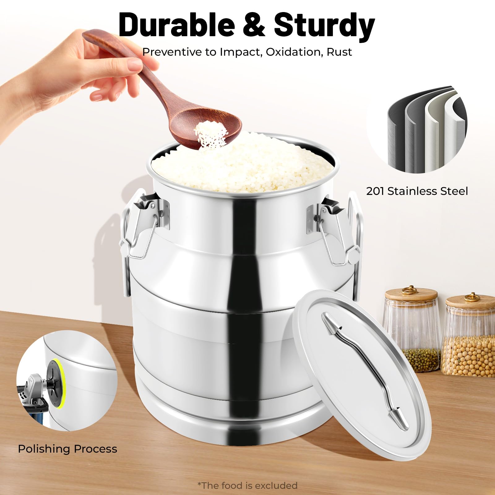 12L/20L/30L/40L/60L Jarra de transporte de acero inoxidable Jarra hermética de leche de acero inoxidable Jarra de transporte adecuada para la conservación de diversos productos líquidos y sólidos como