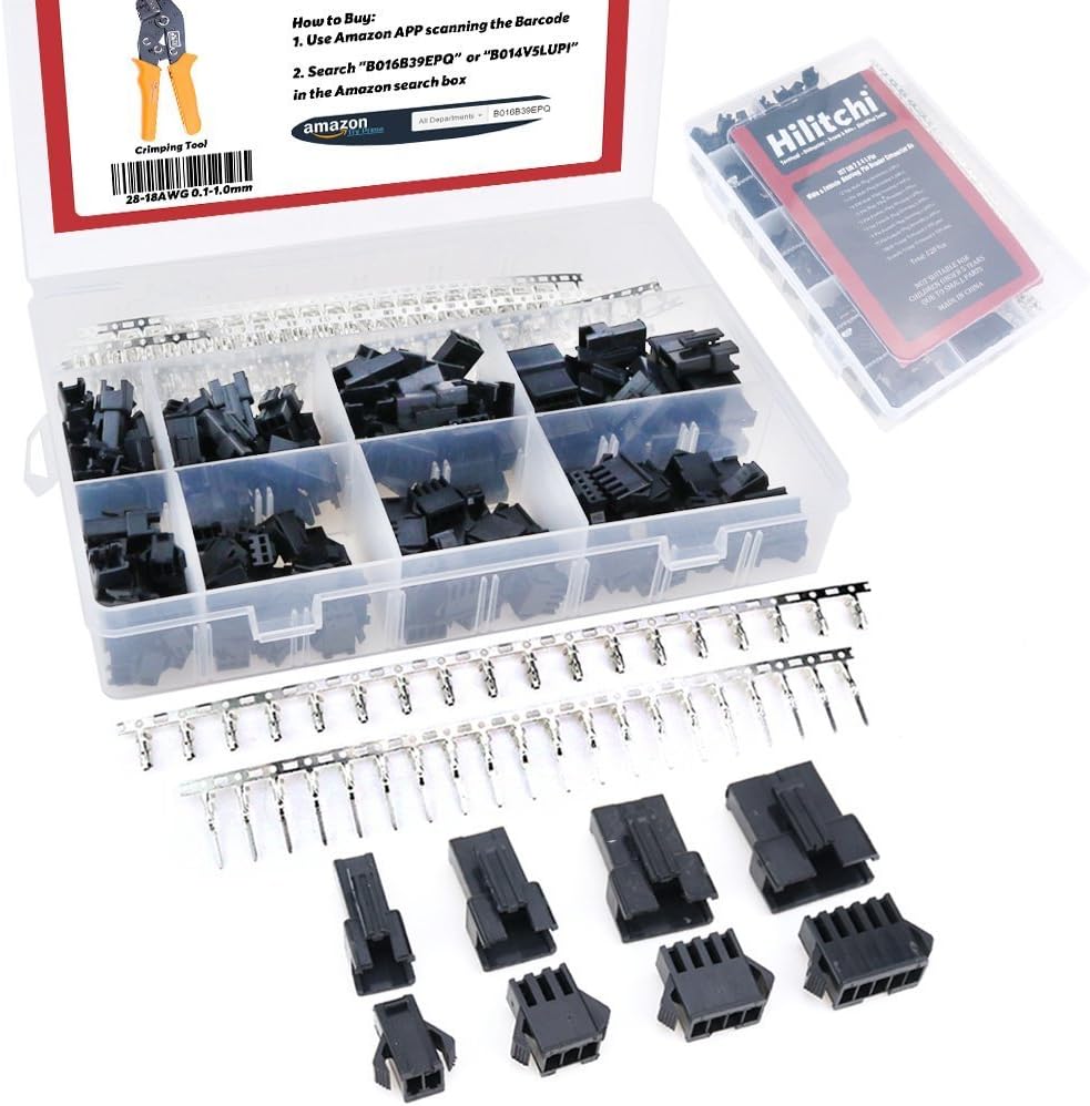 Hilitchi 520Pcs 2.5mm Pitch 2 3 4 5 Pin Male & Female Plug Housing and Male/female Pin Header Crimp Terminals Connector Kit Perfectly Compatible with JST SM