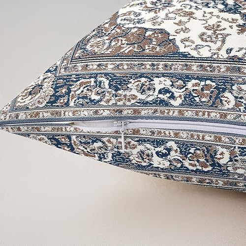 Miniatura 5 de Paquete de 2 fundas de almohada antiguas turcas de 24 x 24 pulgadas, fundas de almohada bohemias, fundas de almohada bohemias de damasco azul y