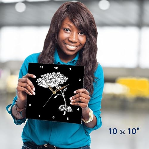 Miniatura 4 de 3dRose, Vintage Carnation Illustration Botanical Vector Cut Out, 10x10 Wall Clock