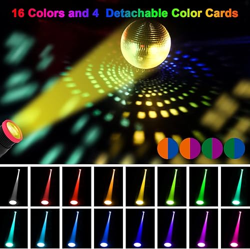 Miniatura 3 de Luces Pinspot, foco LED OHiHi de enfoque manual de 18 W, 16 colores y tamaño de punto ajustable, regulable y control remoto para bola de discoteca,