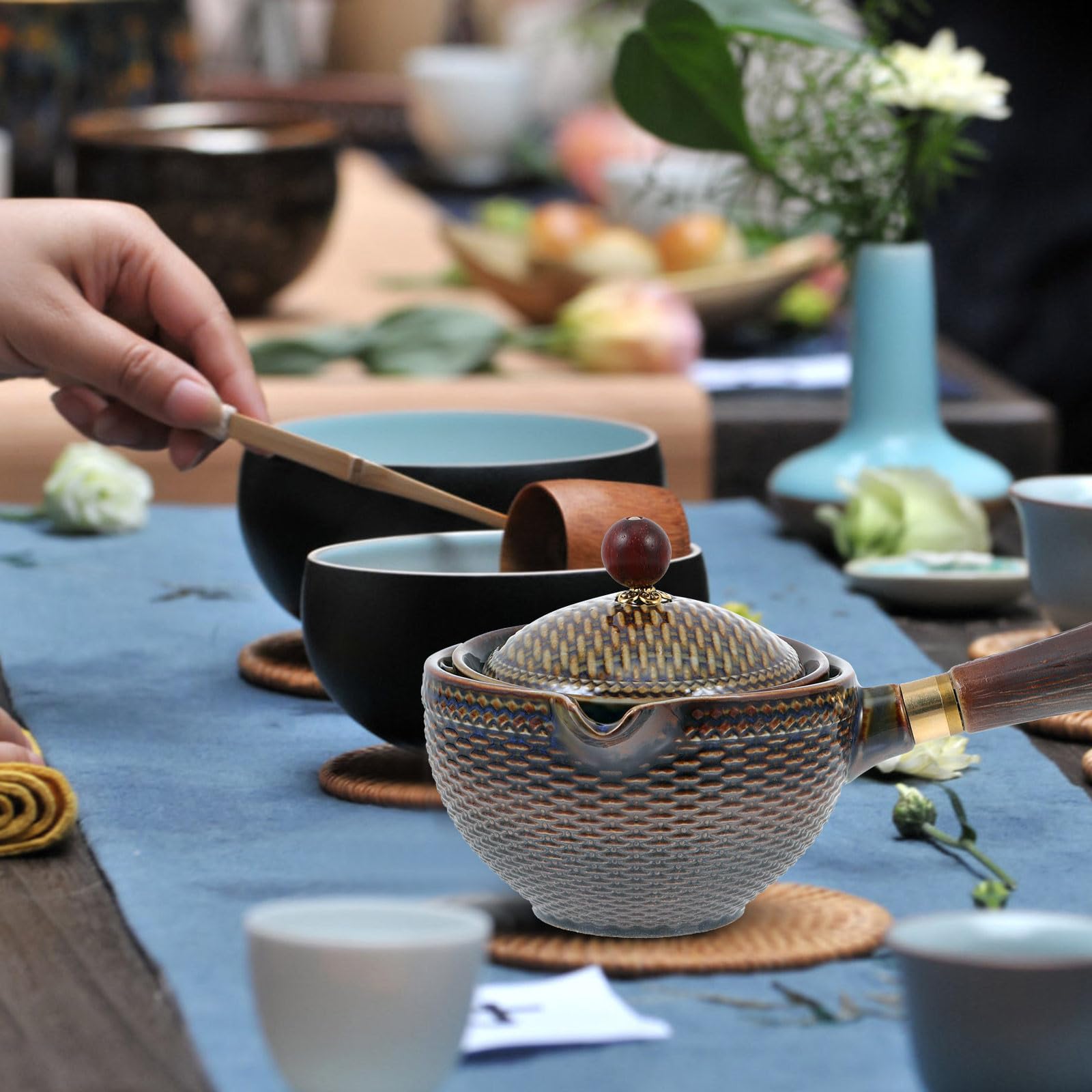 iplusmile Tetera Diseño Tradicional Chino Resistente al Calor de Cerámica Filtro Integrado para Infusiones para Uso Doméstico y Preparación de Té