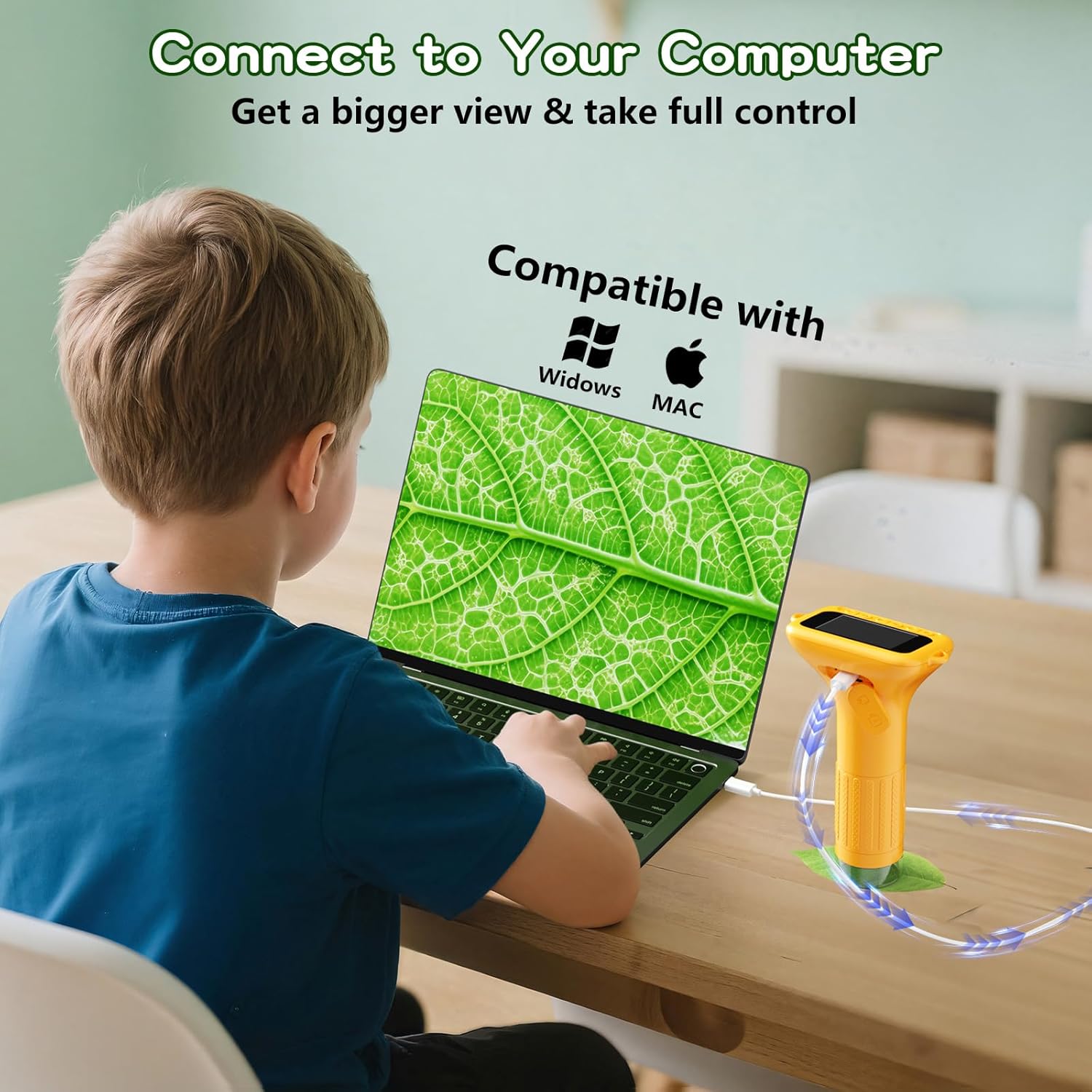 Microscope for Kids with 12 Slides, 1000x Digital Handheld Kids Microscope, Mini Portable Pocket Miniscope Science Toys Birthday Gifts for 3+ 4 5 6 7 8 9 10 11 12 Year Old Boys Girls, Orange