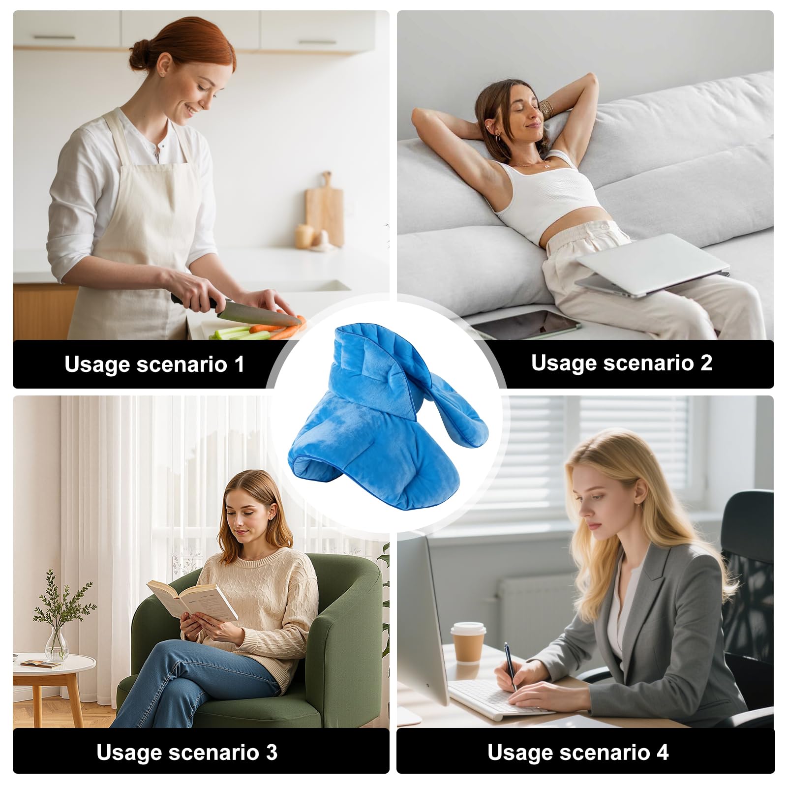 Cuscino termico per collo, spalle, grandi grani con lavanda, forno a microonde, scaldacollo, cuscino di semi di lino, semi di lino, calore umido, aromaterapia per spargimento (blu)