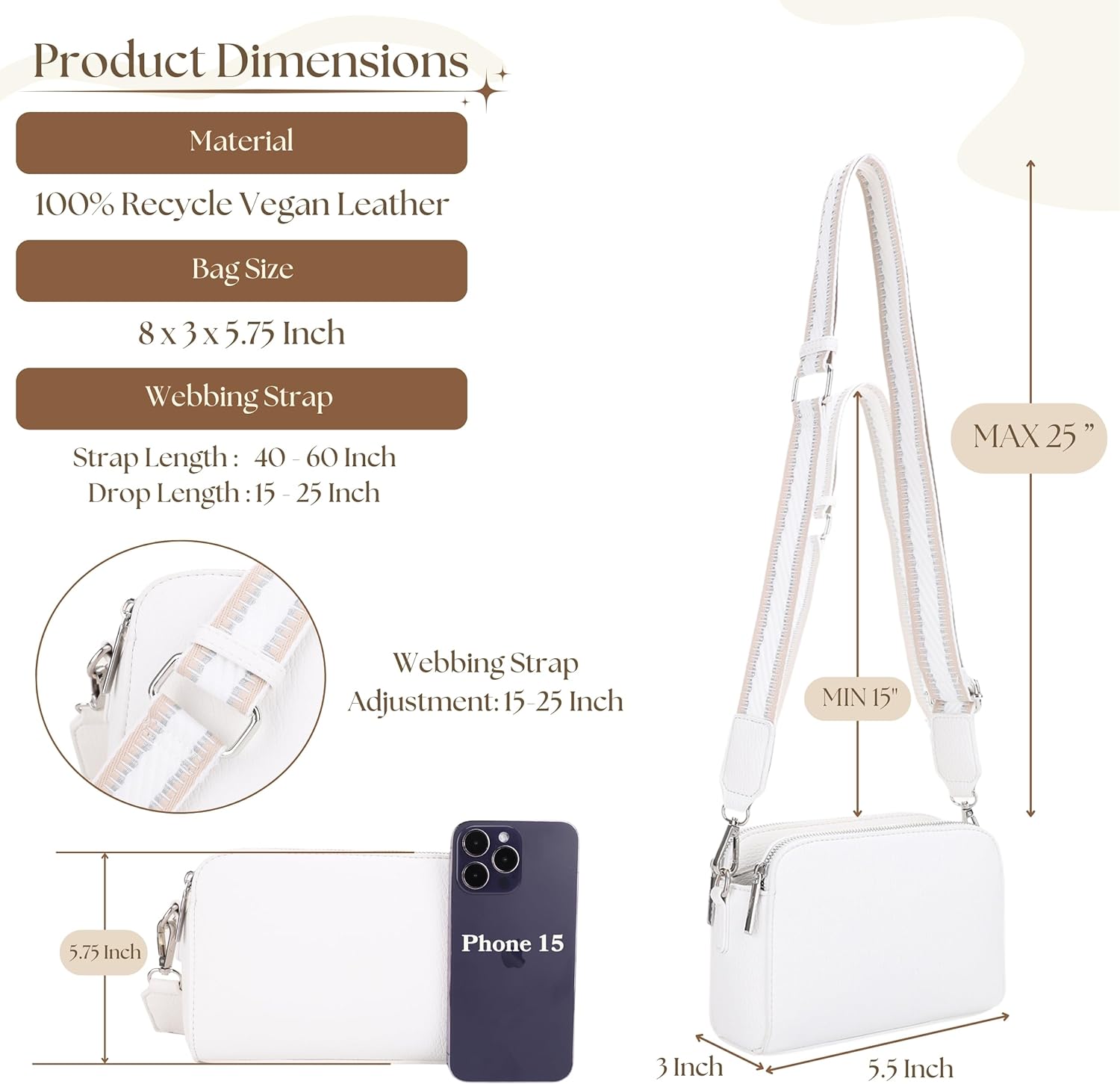 Mali+Lili Crossbody Bag for Women Shoulder Bag for Women with Web Strap Camera Bag Handbag for Travel, Work