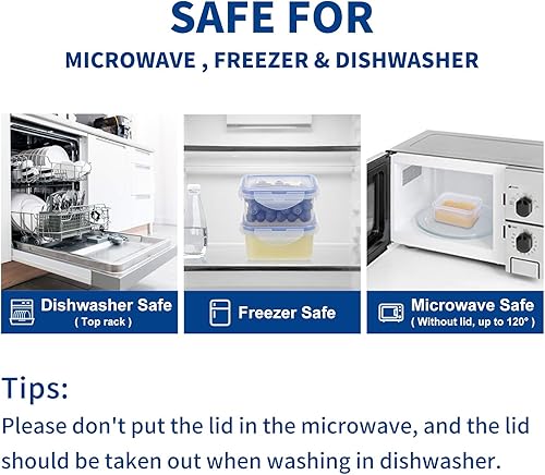 Miniatura 5 de KIGI Paquete de 6 cajas Bento rectangulares de plástico de 6 onzas, a prueba de fugas, recipientes de almacenamiento de alimentos con tapas