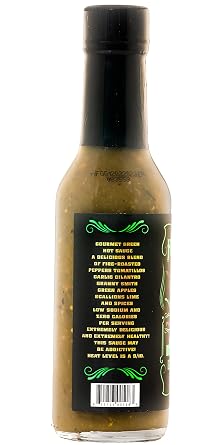 Hellfire Gourmet Green Hot Sauce with Carolina Reaper, Multi Award-Winning Verde Sauce, FEATURED IN MEN'S FITNESS MAGAZINE as one of the Healthiest Hot sauces on the market, 5 oz