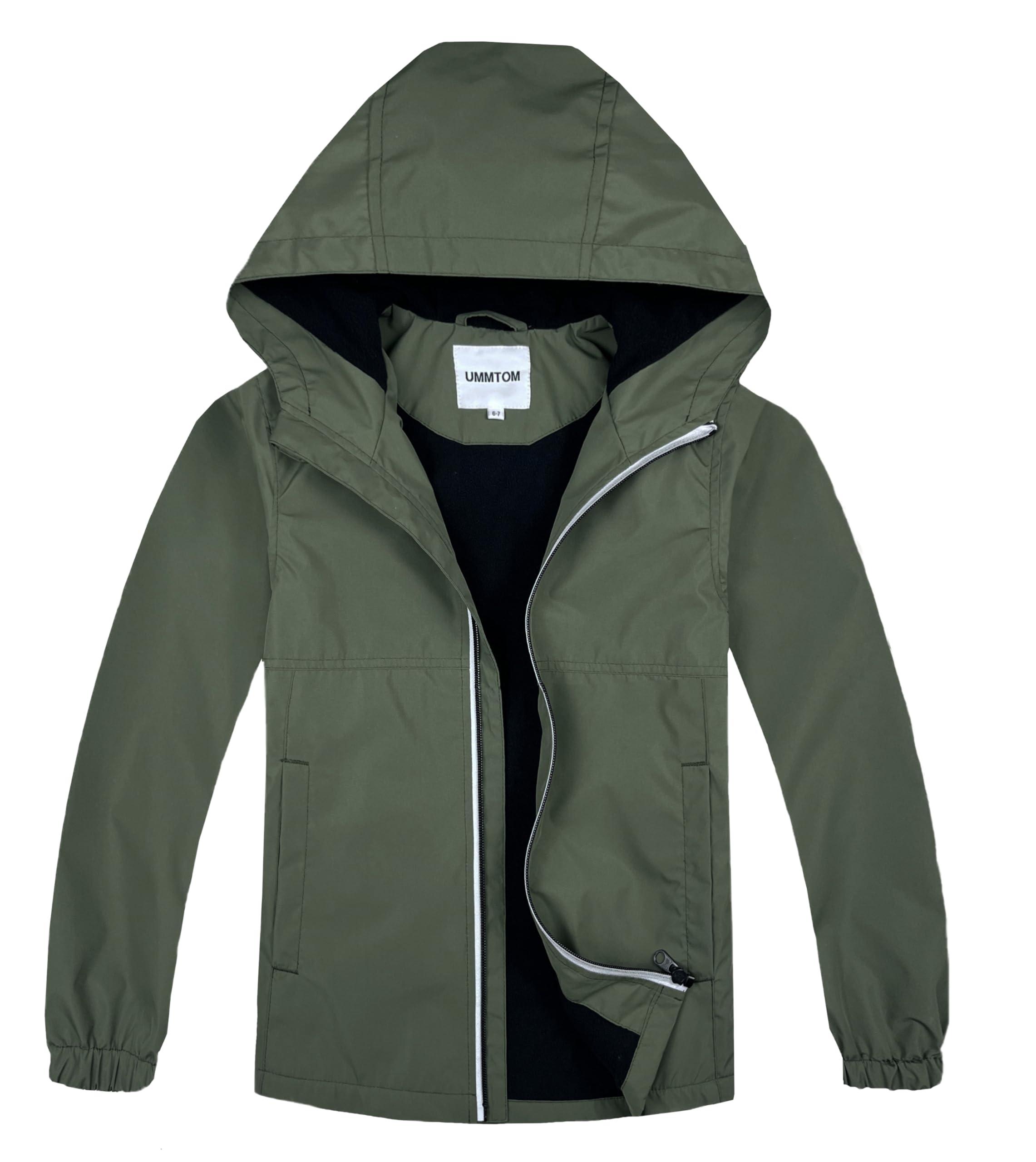 UMMTOM Boys Rain Jackets Lightweight Waterproof Hooded fleece Raincoats Windbreakers for Kids