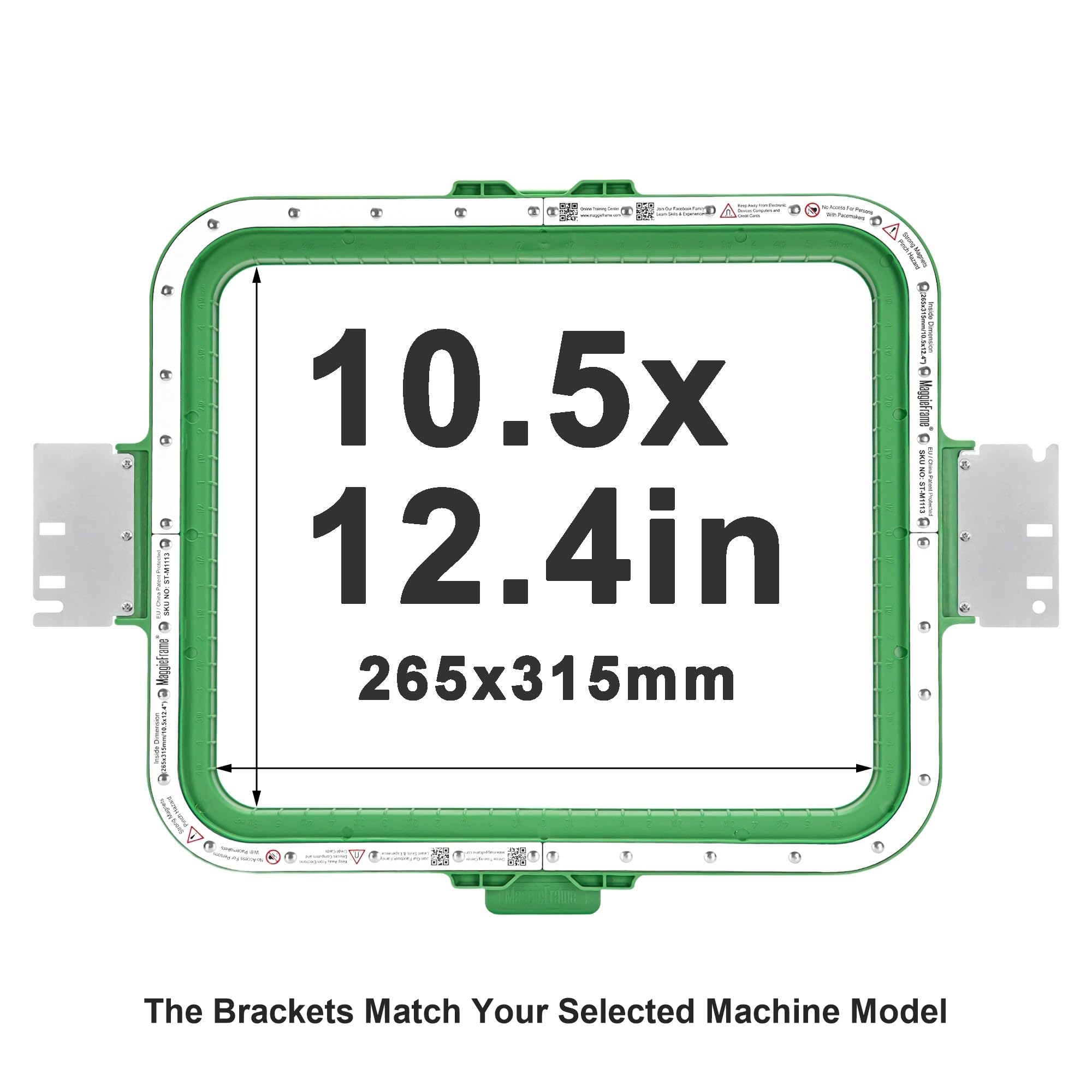 Brewland Bastidor de bordado magnético 265x315mm para Melco SUMMIT EMT16 X | Compatible con Melco Amaya, EMT16; 10.5x12.4inch