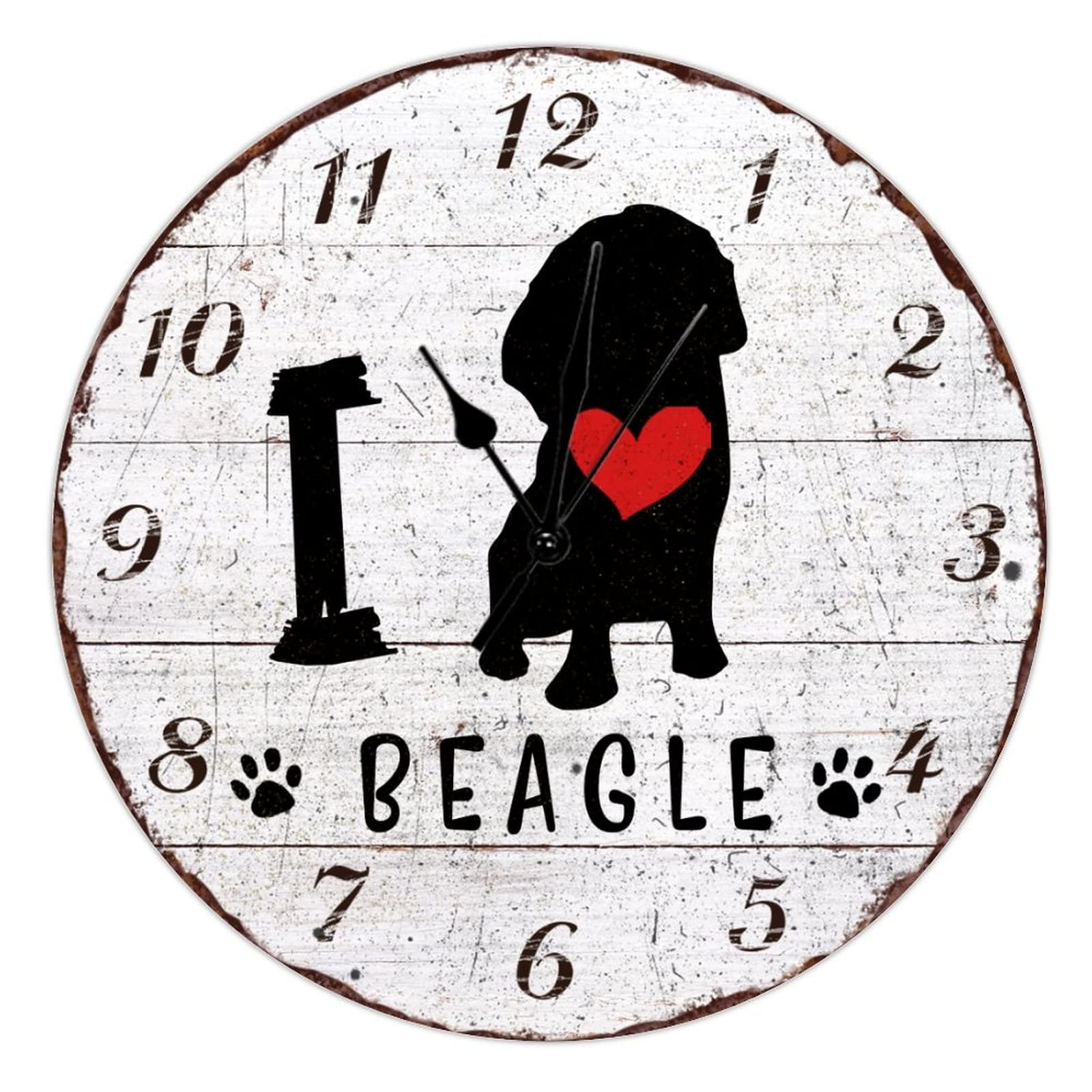 Horloge murale en bois I Love Dog de 38,1 cm décorative chic