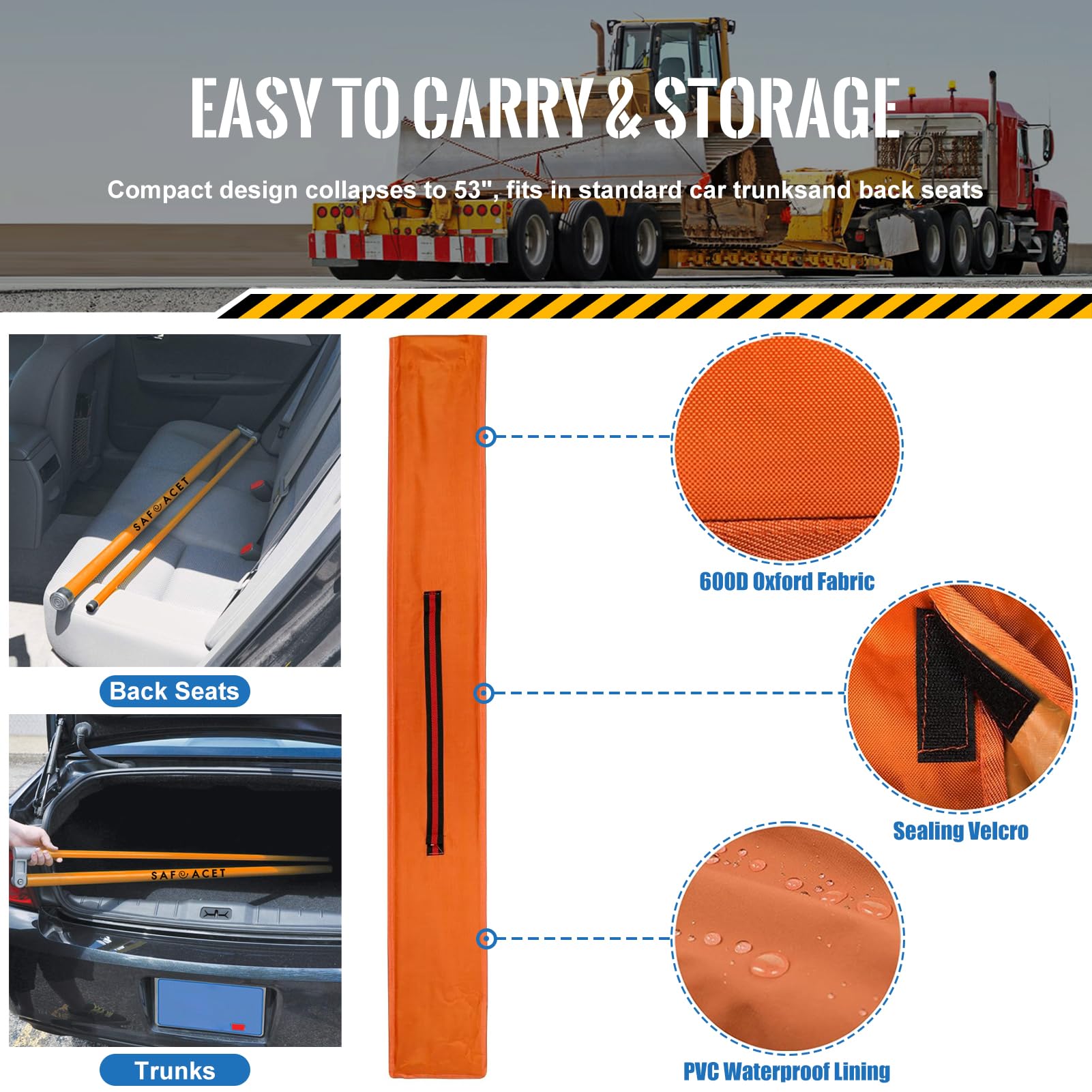 15 Ft Retractable Load Height Measuring Stick - Fiberglass, Adjustable, For Trucks & Haulers