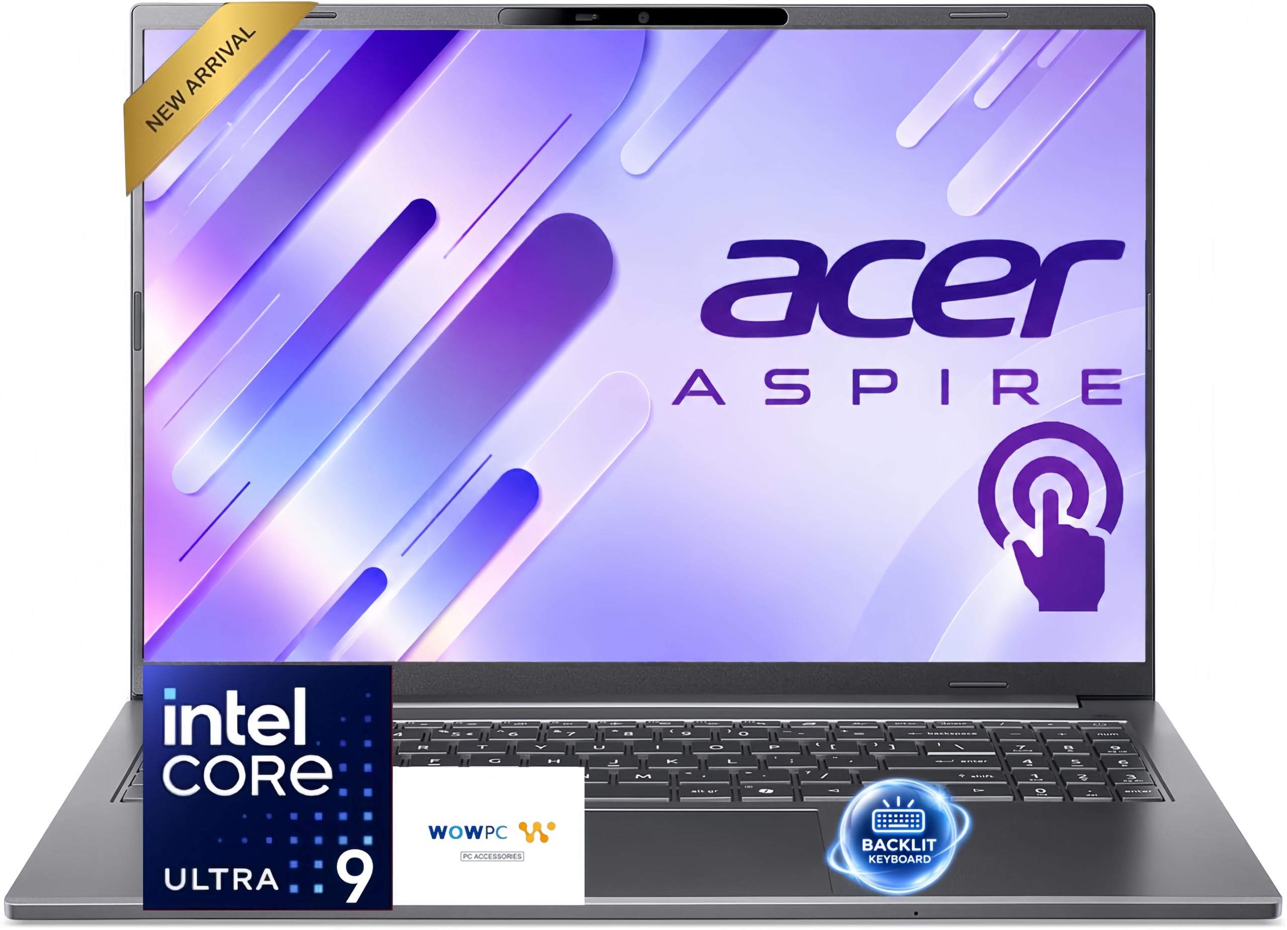 Aspire 16 AI Creator Laptop, Intel Core Ultra 9 288V, 16" WUXGA 120Hz Touchscreen, 100% sRGB, 32GB LPDDR5, 2TB SSD, Intel Arc 140V, 48 Tops NPU, WiFi 7, Win 11, Photo & Video Editing