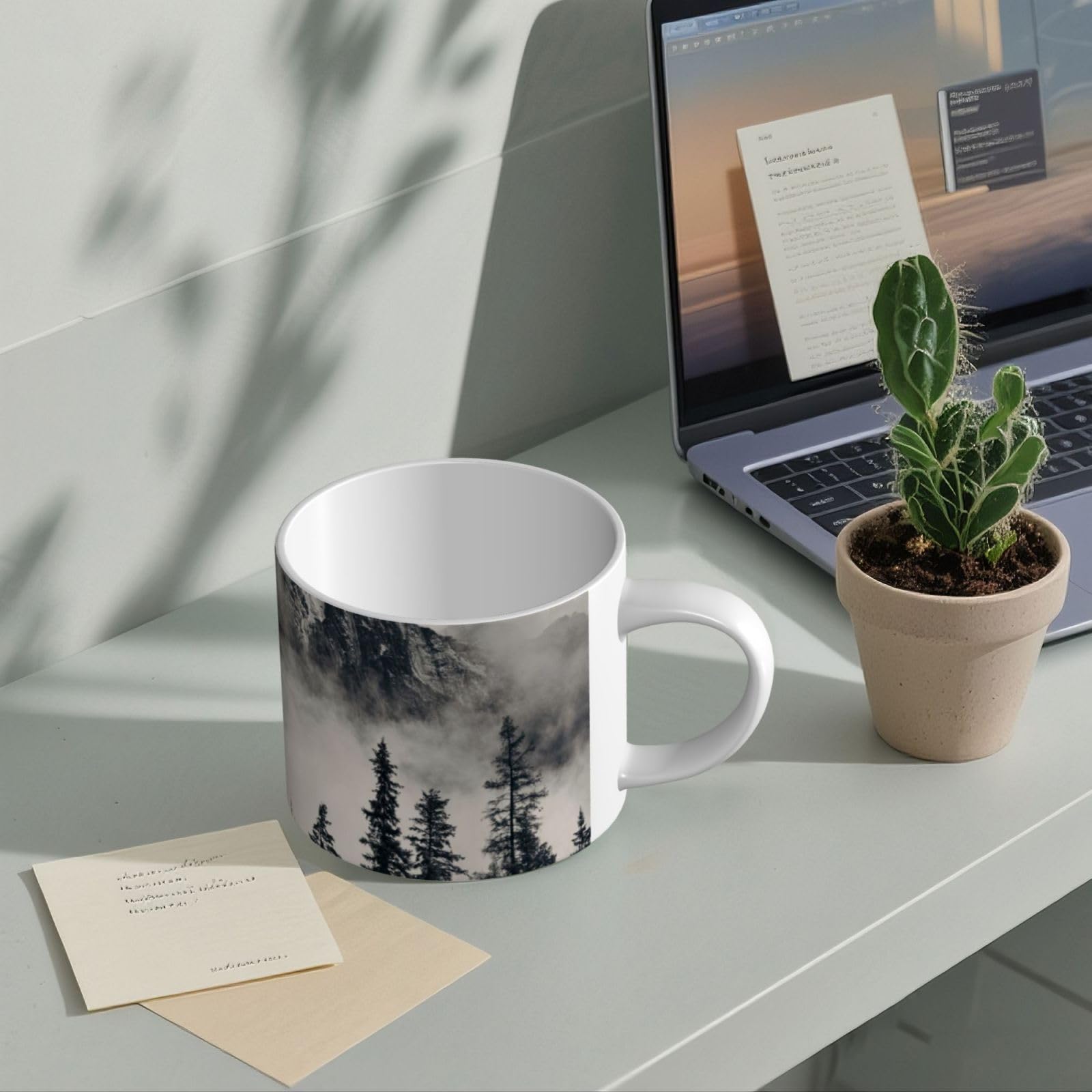 Canadian Smokey Mountain Cliff drukowane kubki ceramiczne o dużej pojemności ceramiczny kubek do kawy