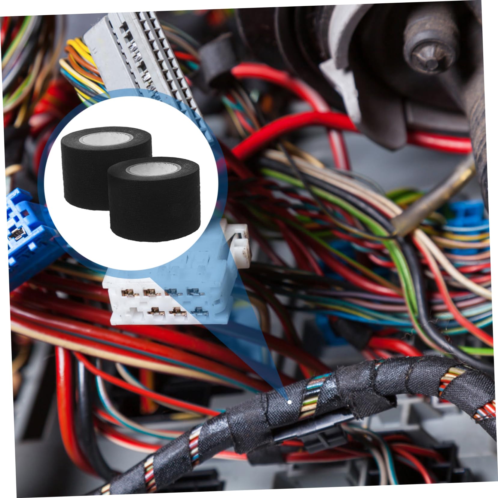 MAGICLULU 5 Sätze Abdeckband Kinesiologisches Tape Isolierband Schwarz Klebeband Doppelt Drahtklammern Kleben Led-lichtleiste Auto Sicherungsdraht Relais Nebel Flanell Black 2 Rollen * 5